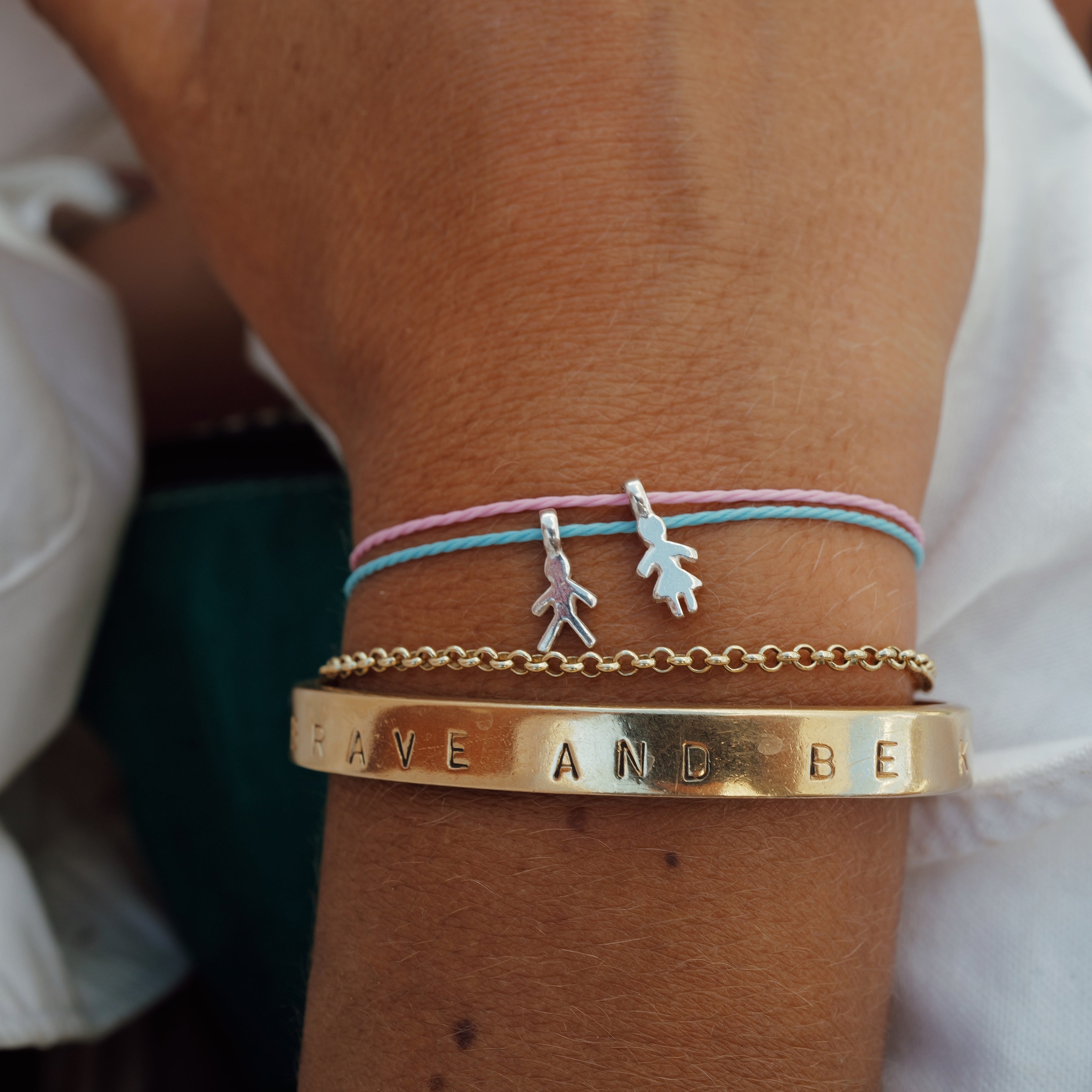 Silver Little Boy Cord Bracelet