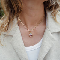 ROSITA Gold Pink Tourmaline & Diamond Tiny Trace Chain Necklace