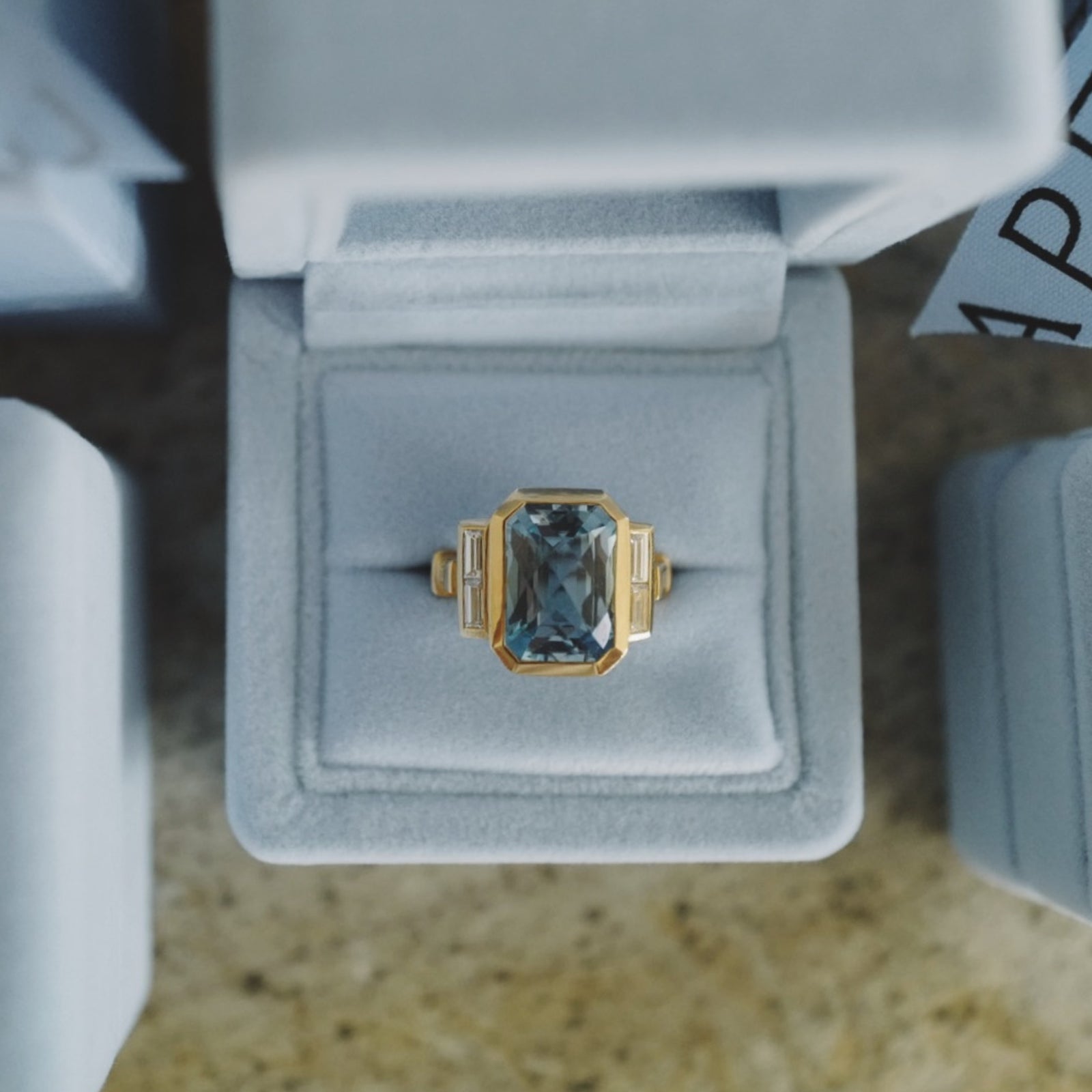 NILA Gold Aquamarine & Diamond Ring