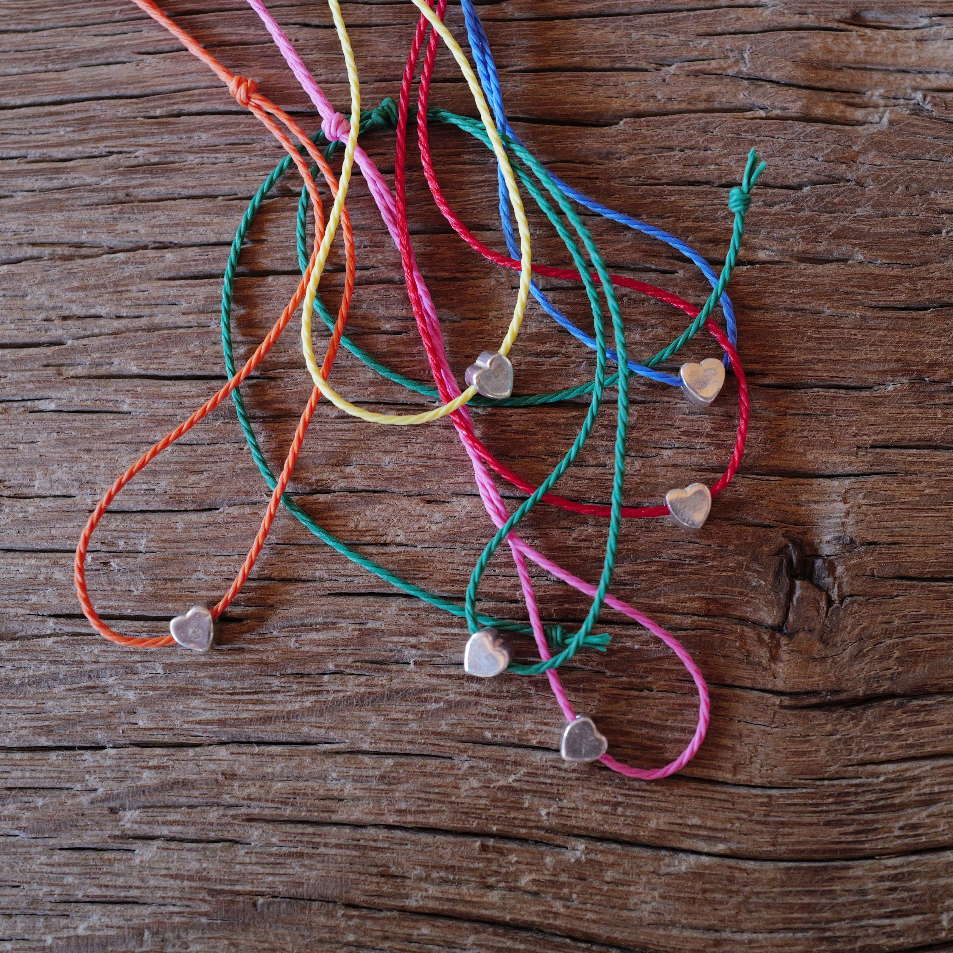 Silver Tiny Heart Cord Bracelet