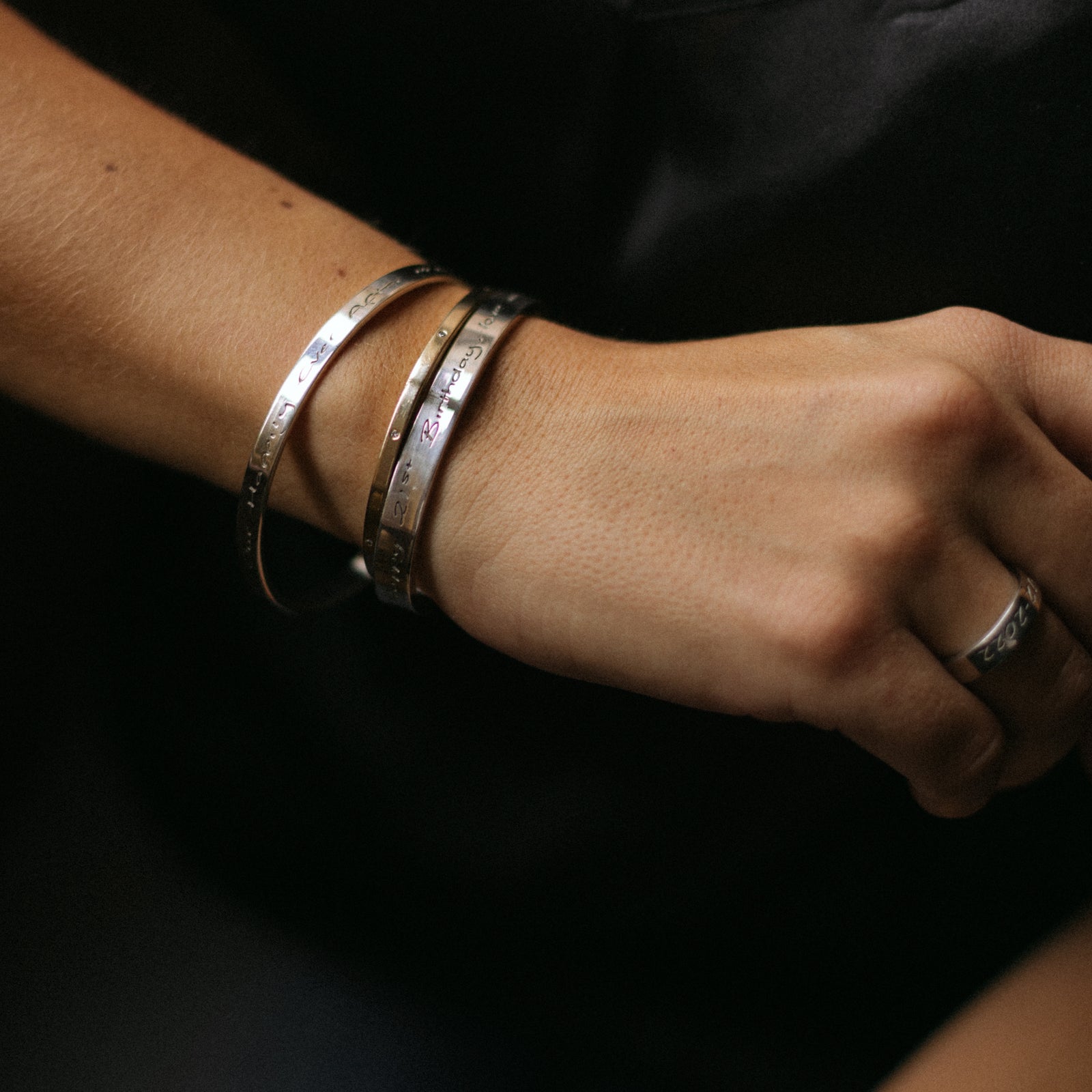 Silver Full Signature Bangle with Handwriting