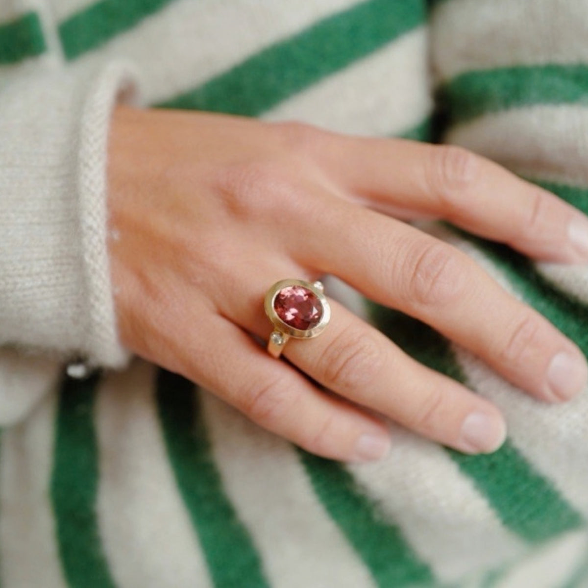 RANA Gold Pink Tourmaline & Diamond Ring