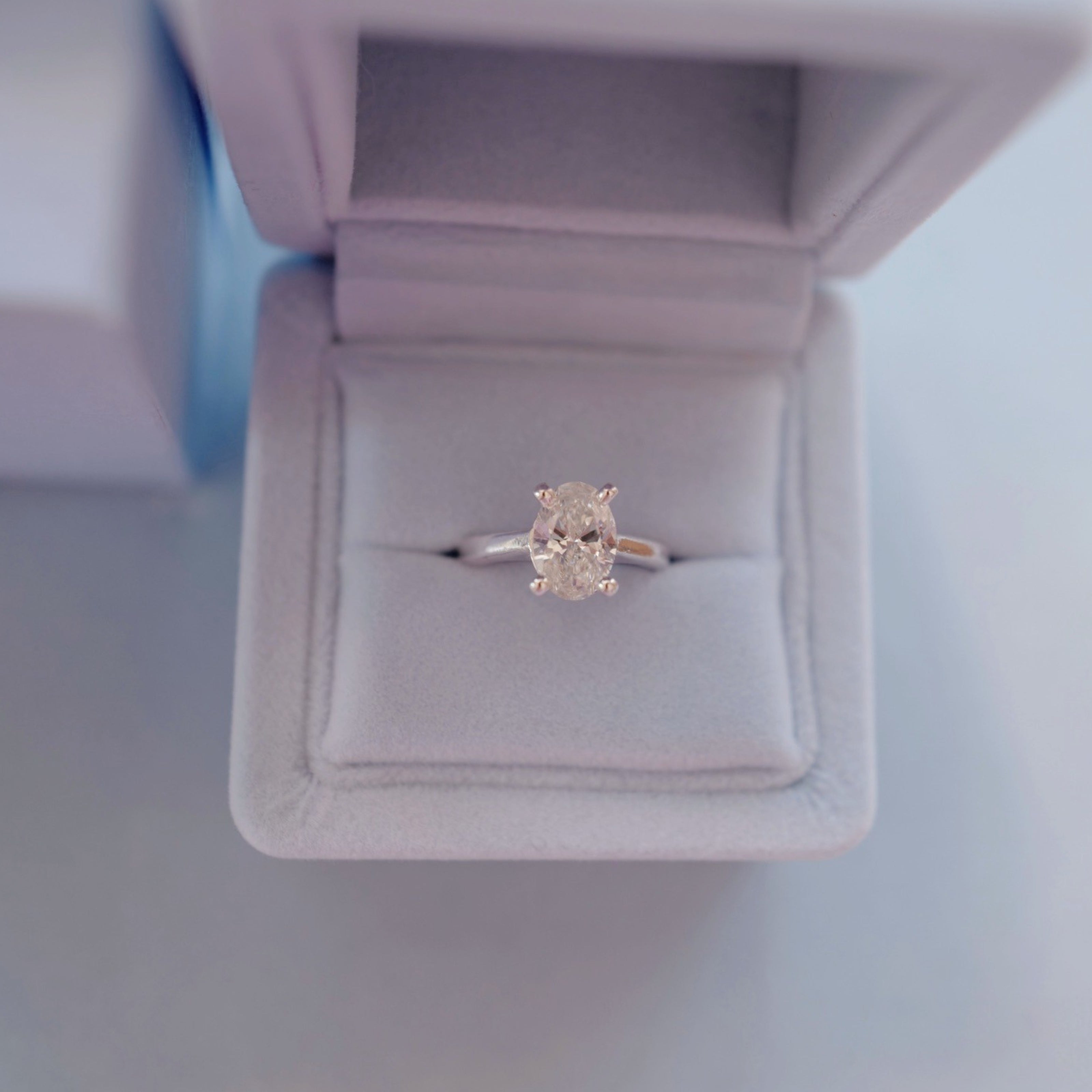 'The Story' 18ct White Gold Oval 2ct Lab Grown Diamond Claw Engagement Ring