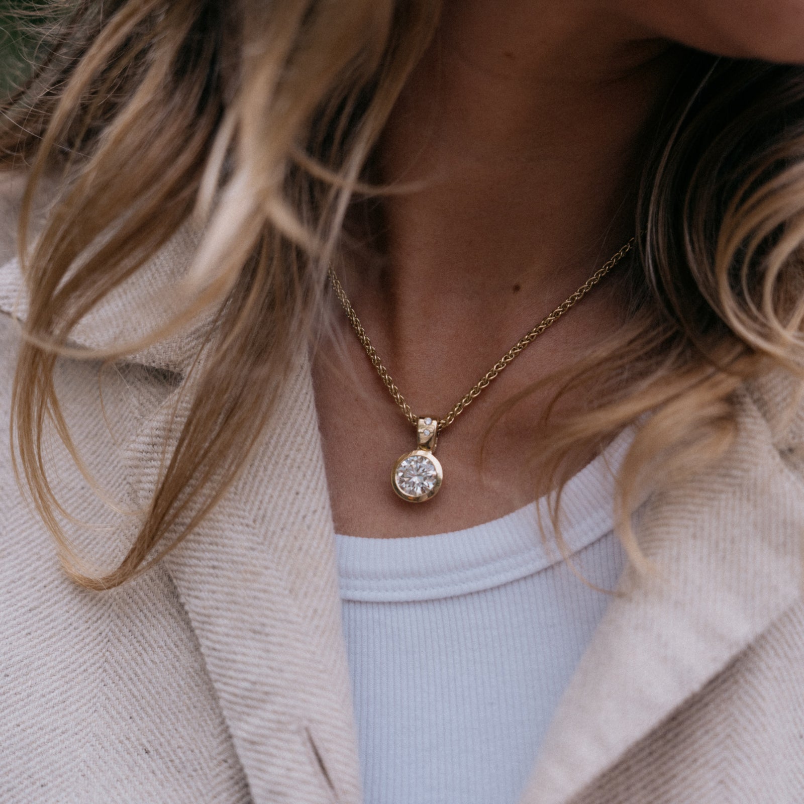 INARA Gold Lab Grown Diamond Spiga Chain Necklace