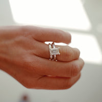 'The Heirloom' Silver Emerald 2ct Lab Grown Diamond Claw Engagement Ring