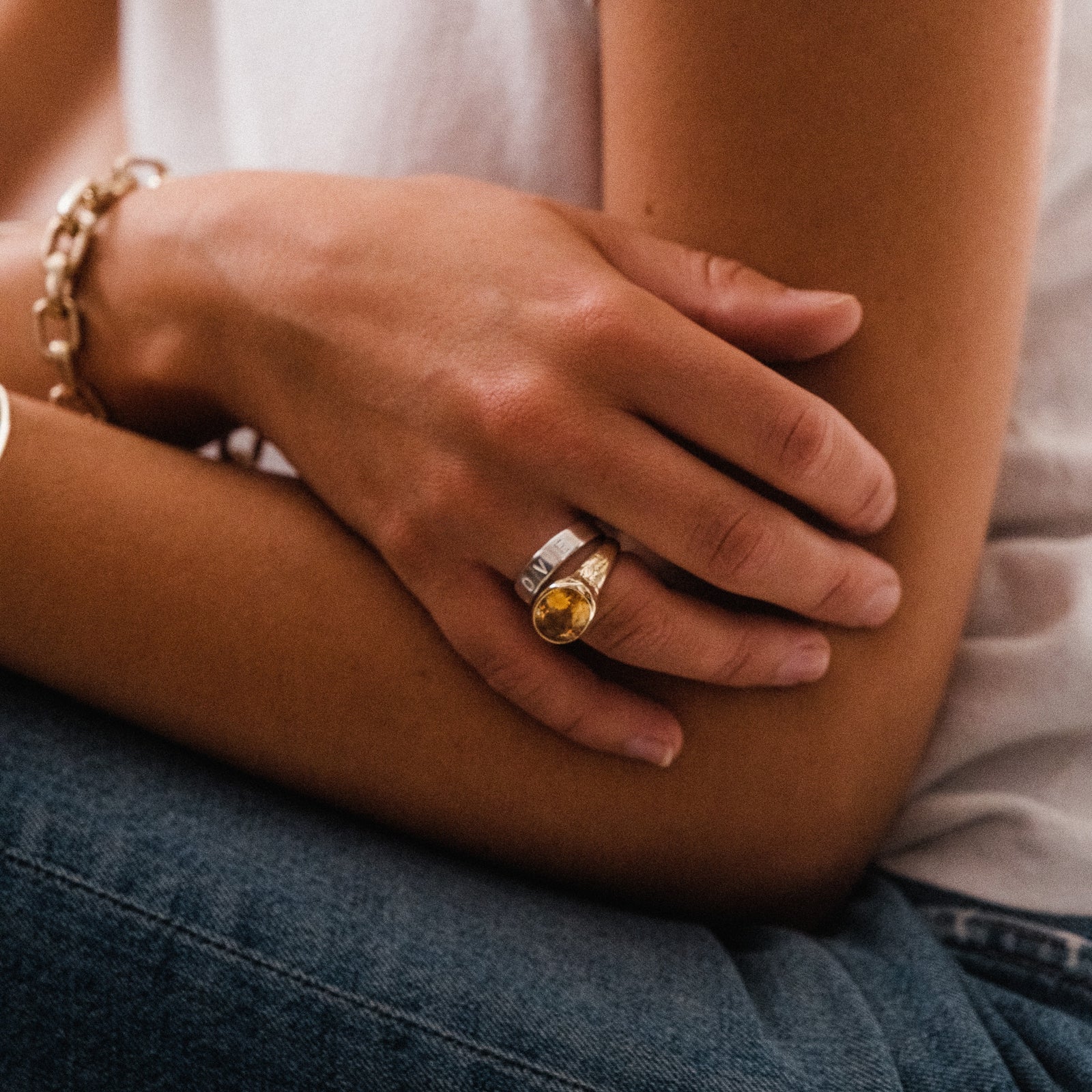 Gold Citrine Treasure Ring