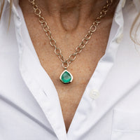 ELOWYNN Gold Pear Emerald Necklace