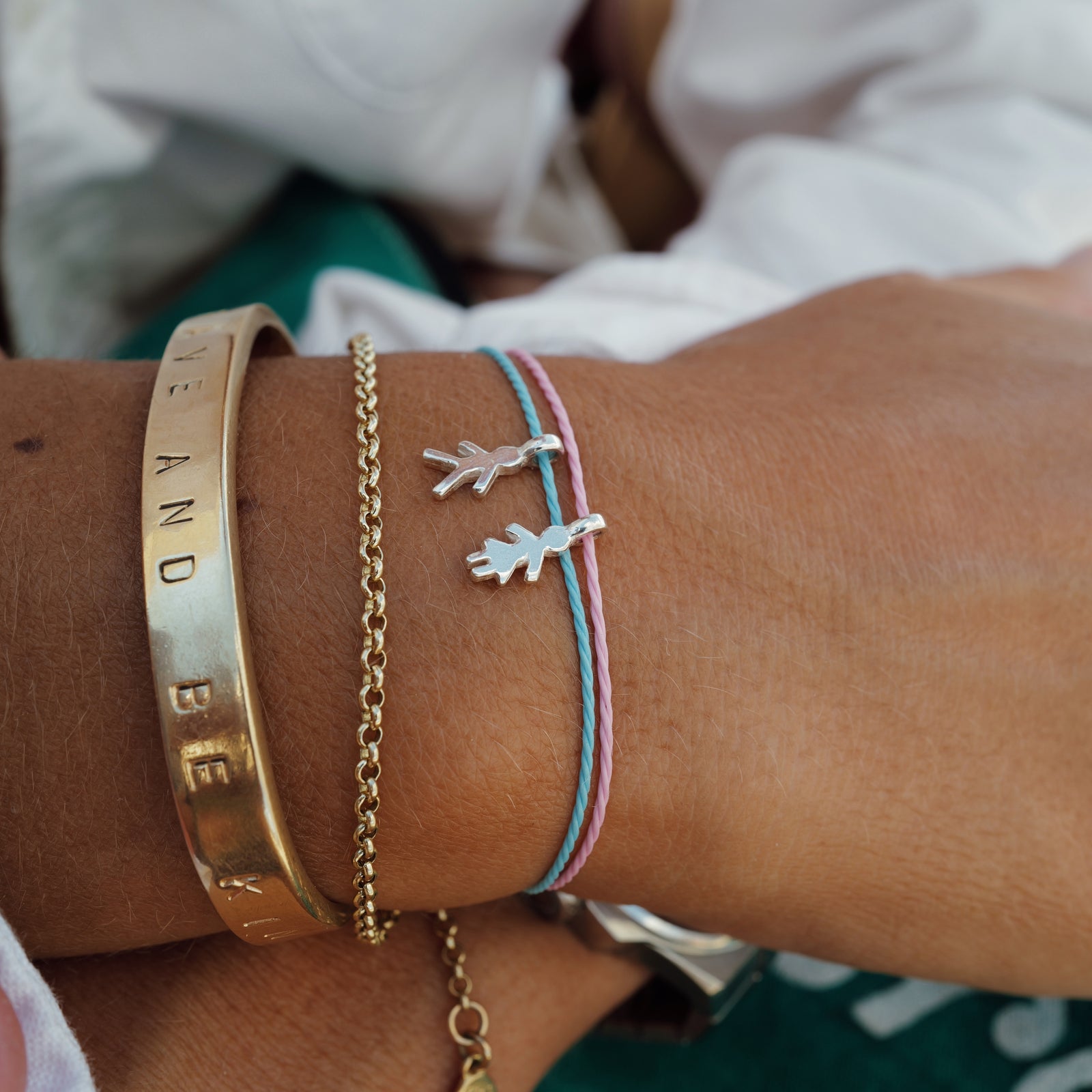 Silver Little Girl Cord Bracelet