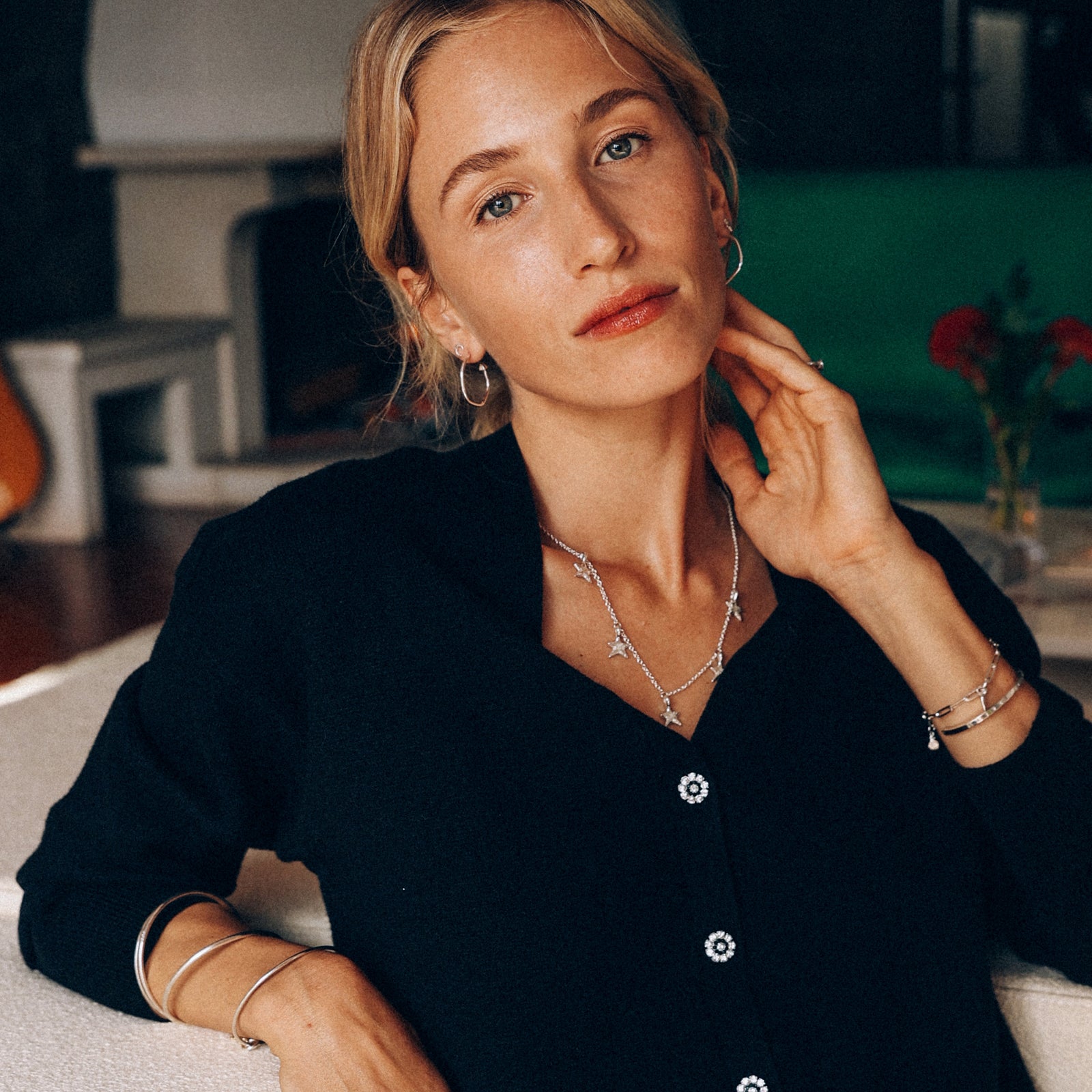 Silver Five Star Necklace