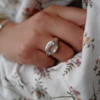 Silver Rose Quartz Treasure Ring