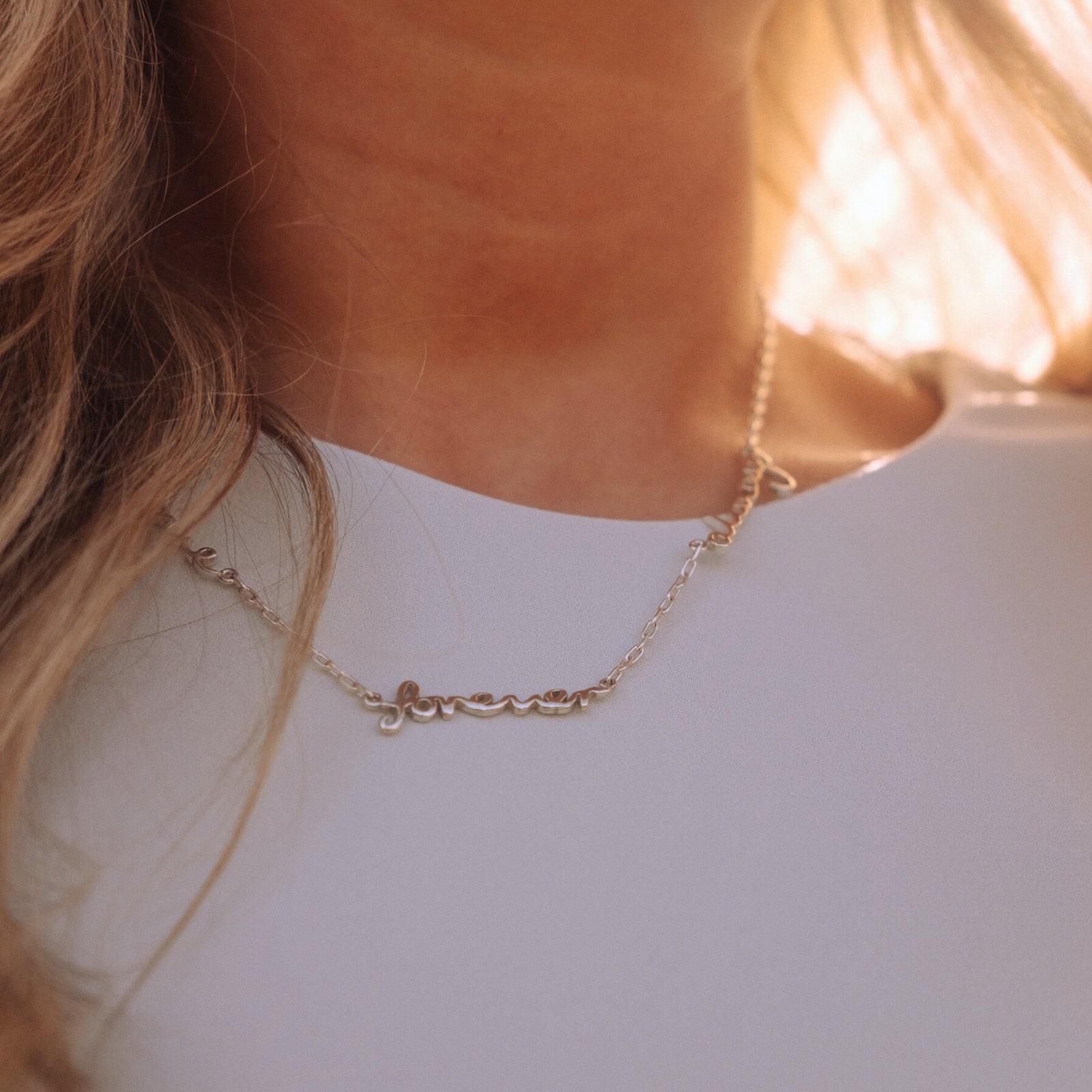 Silver 'Love Forever Always' Affirmation Necklace