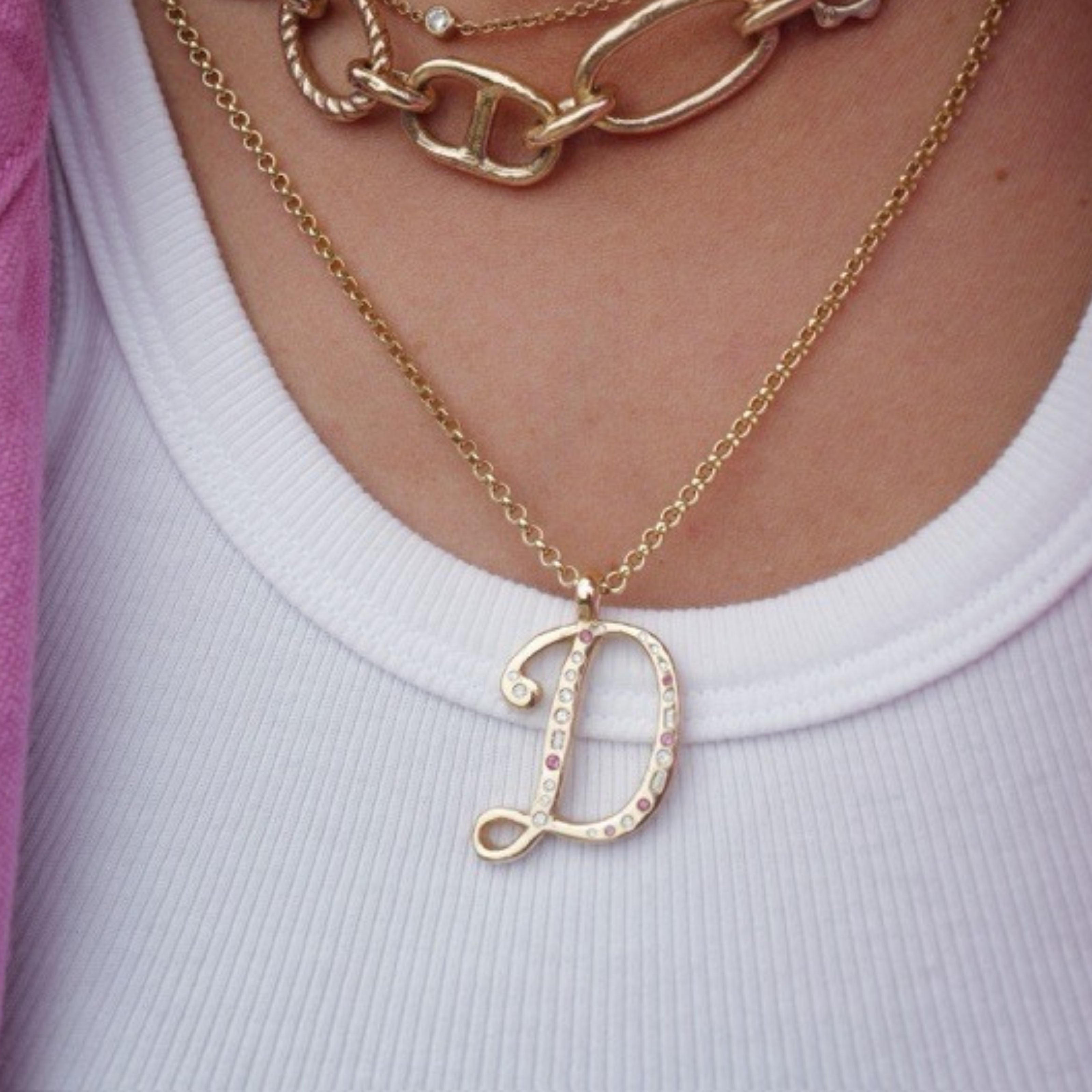 Gold Large Letter Necklace
