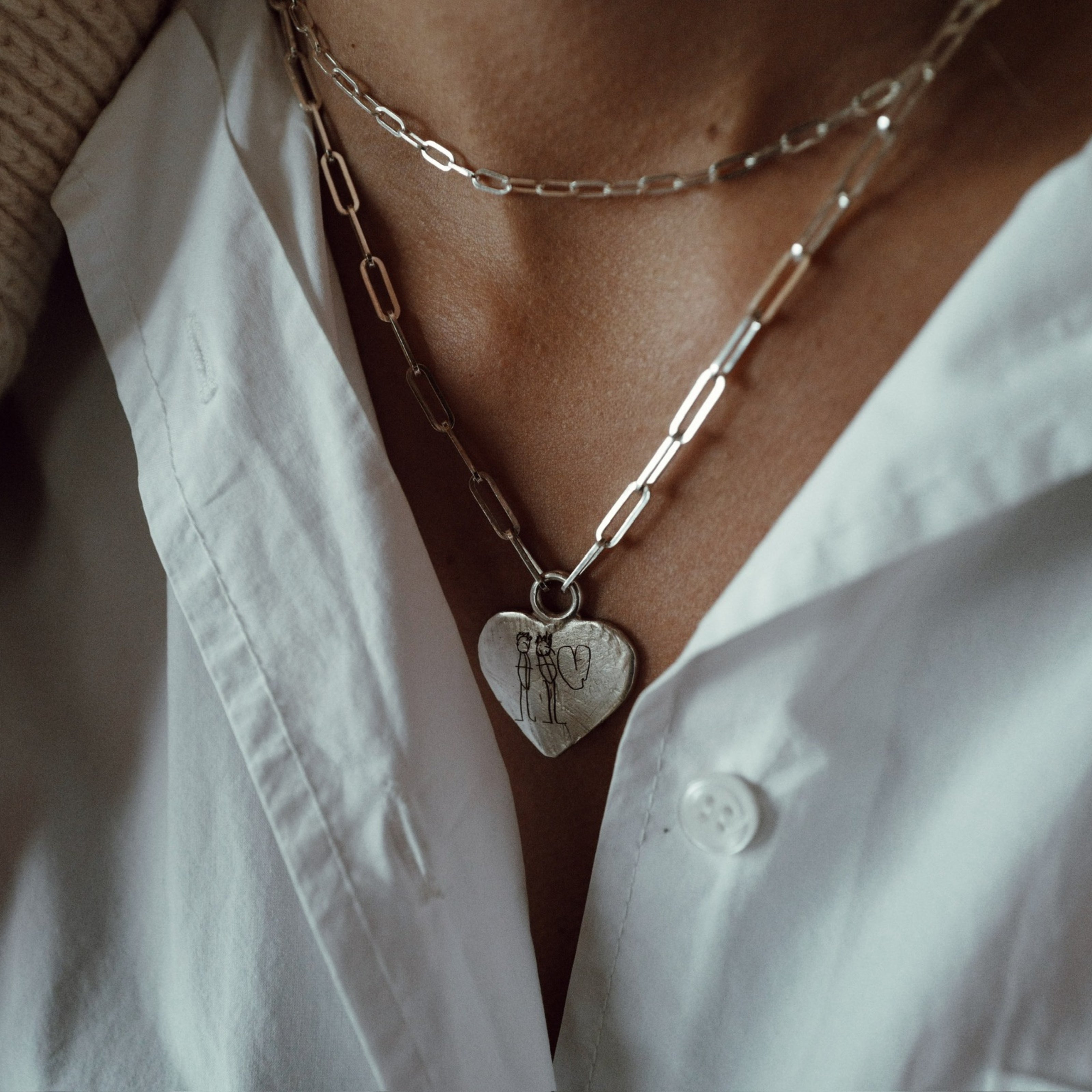 Silver Keeper's Heart Trace Chain Necklace