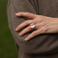 MYLEENA Gold Pink Morganite & Diamond Claw Ring