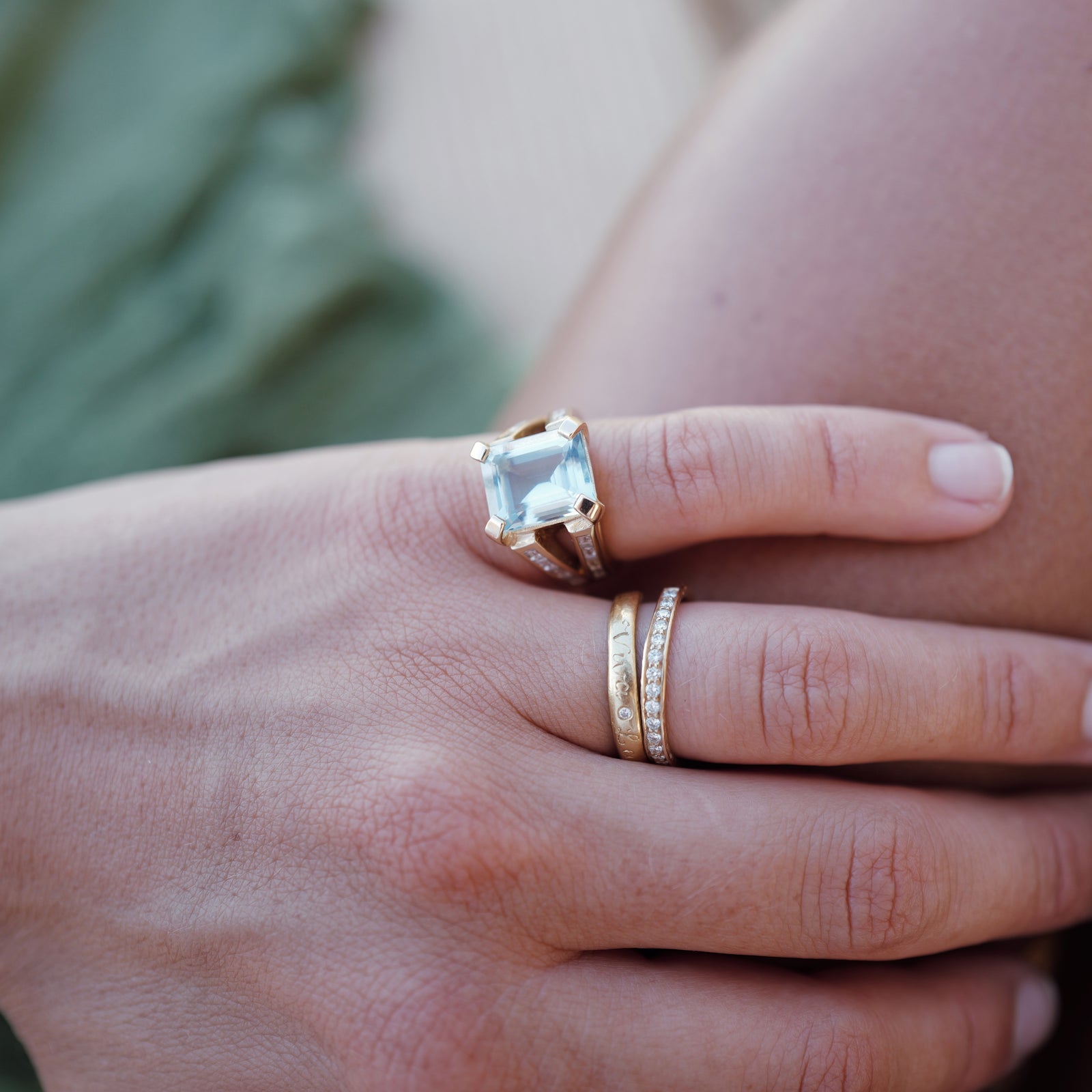 THALASSA Gold Aquamarine & Diamond Claw Ring