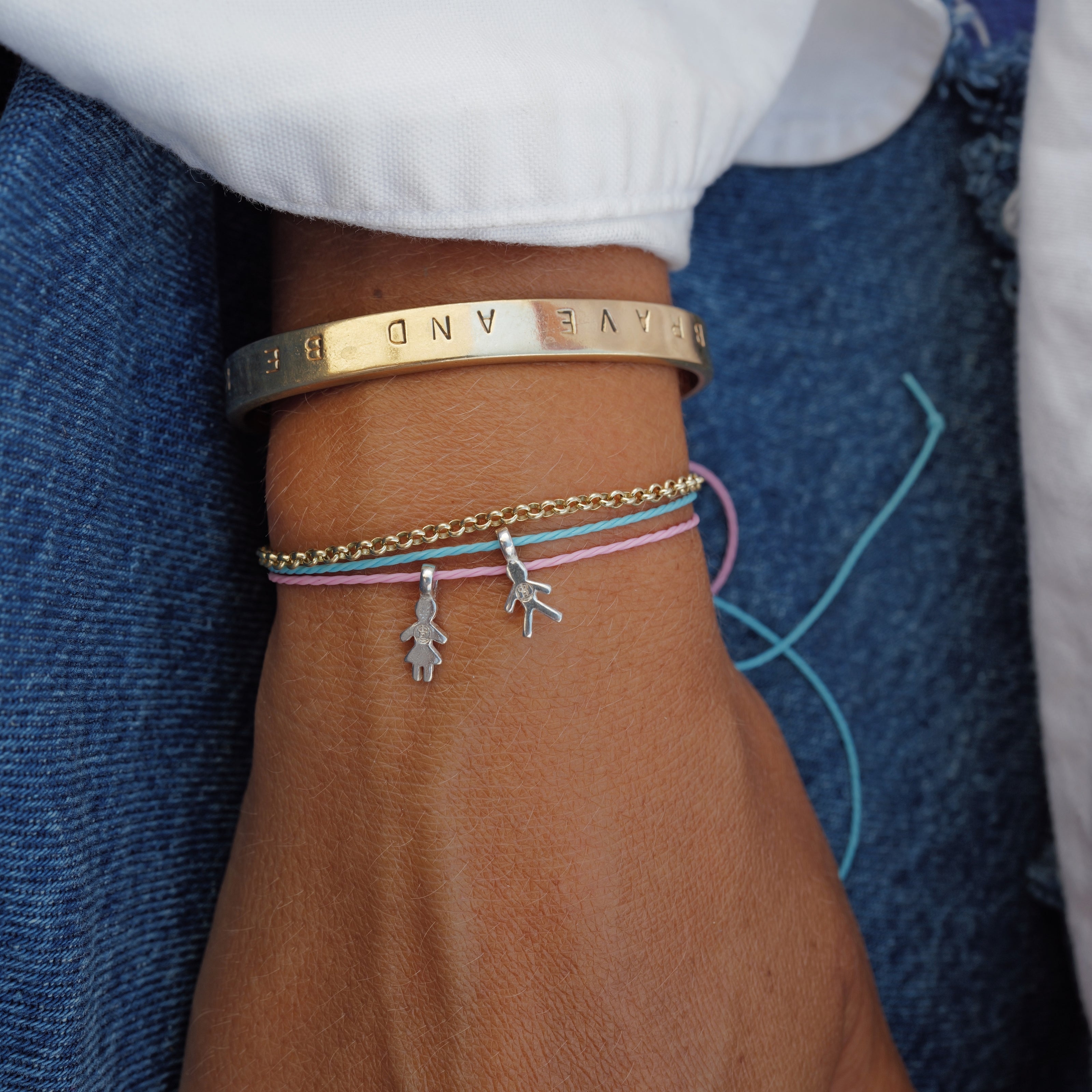 Silver Little Boy Cord Bracelet