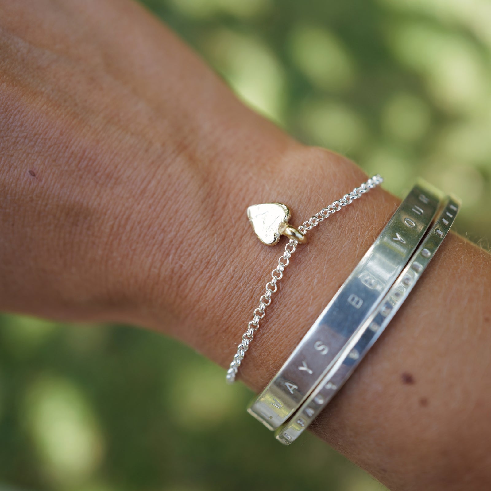 Silver & Gold Baby Heart Chain Bracelet