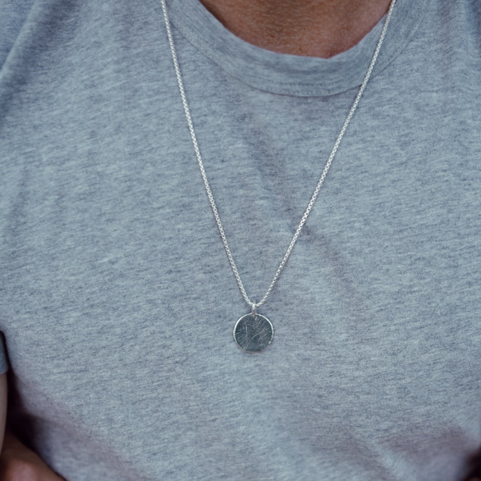 Silver Large Moon Snake Chain Necklace