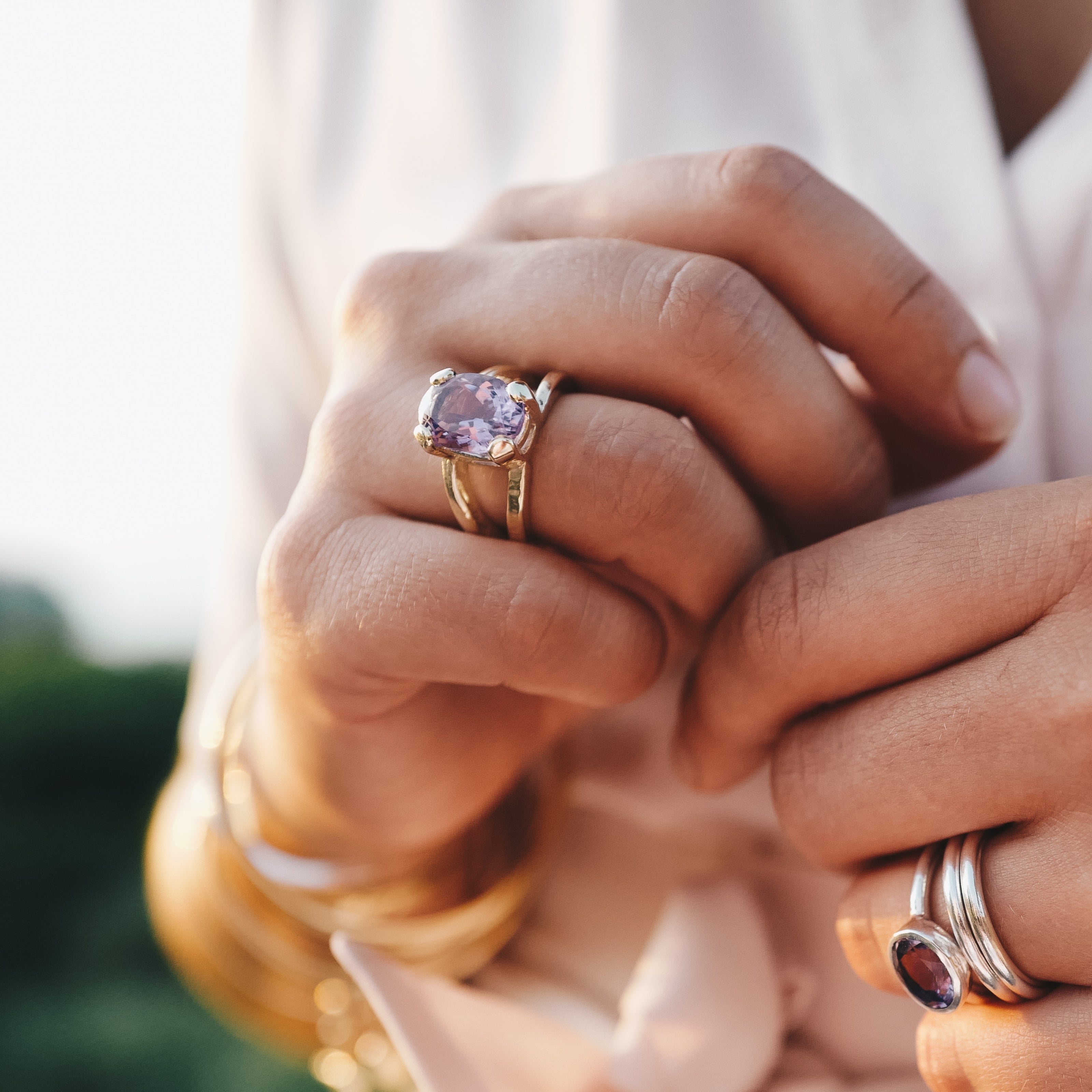 Gold Amethyst Maxi Claw Ring