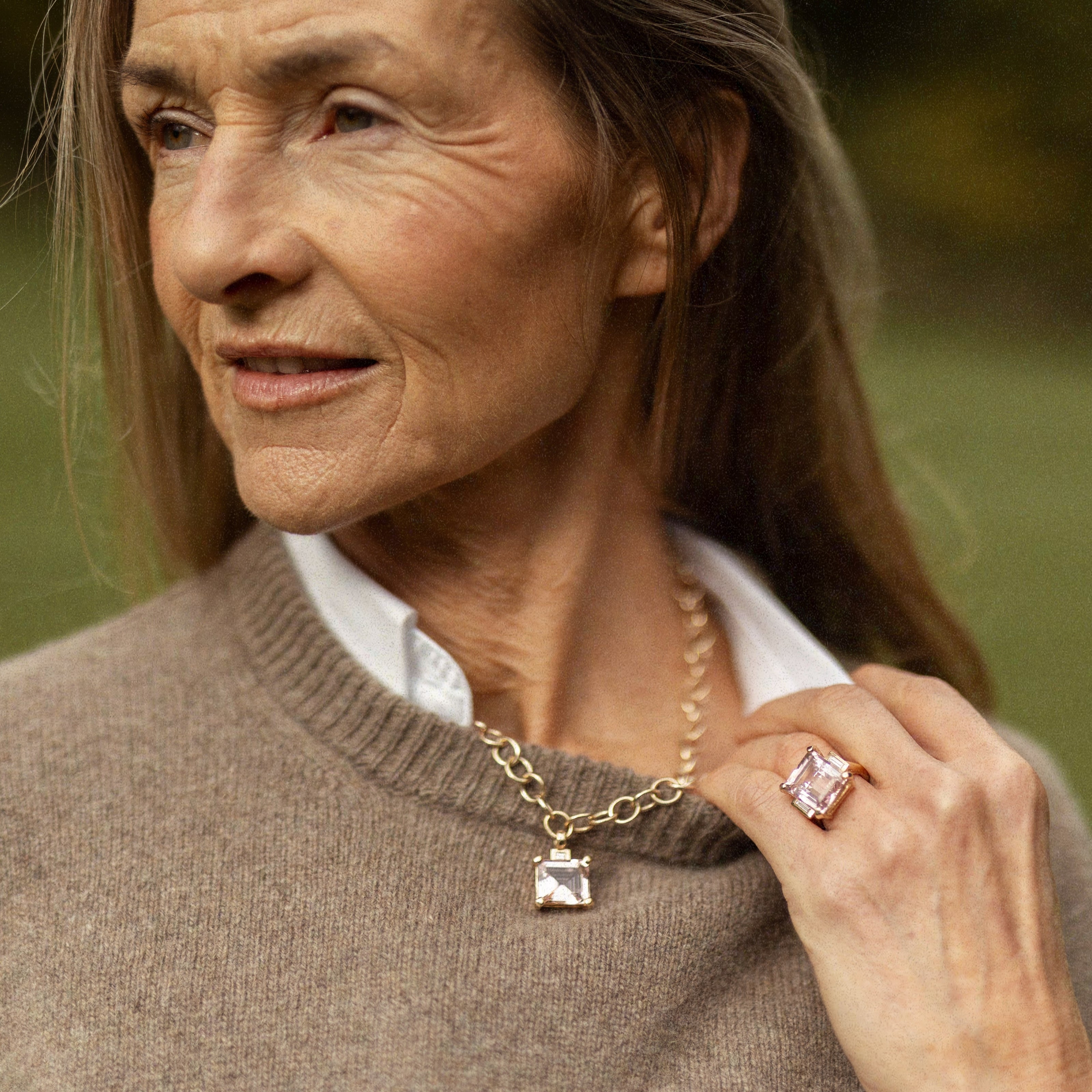 MYLEENA Gold Pink Morganite & Diamond Claw Ring