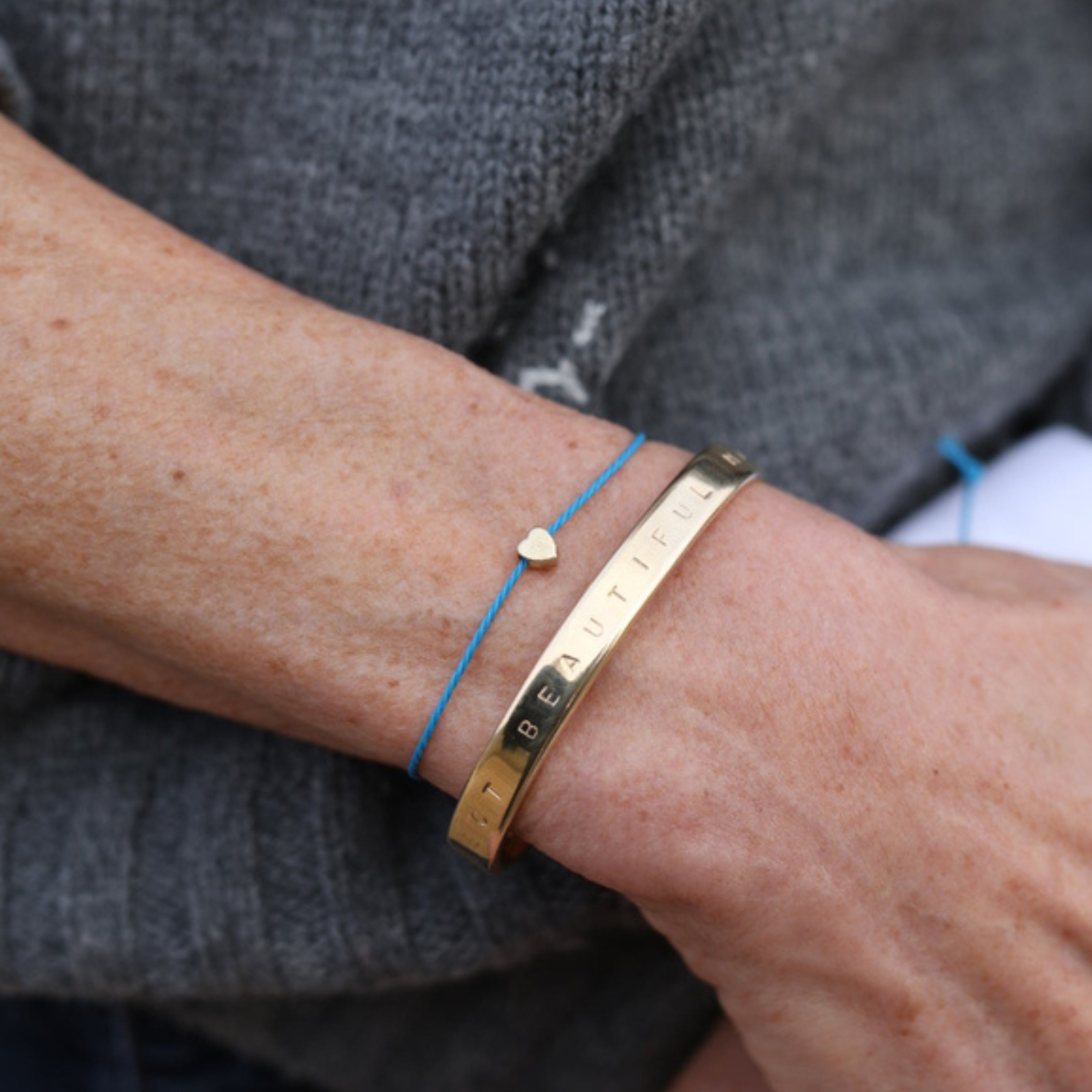 Gold Tiny Heart Cord Bracelet