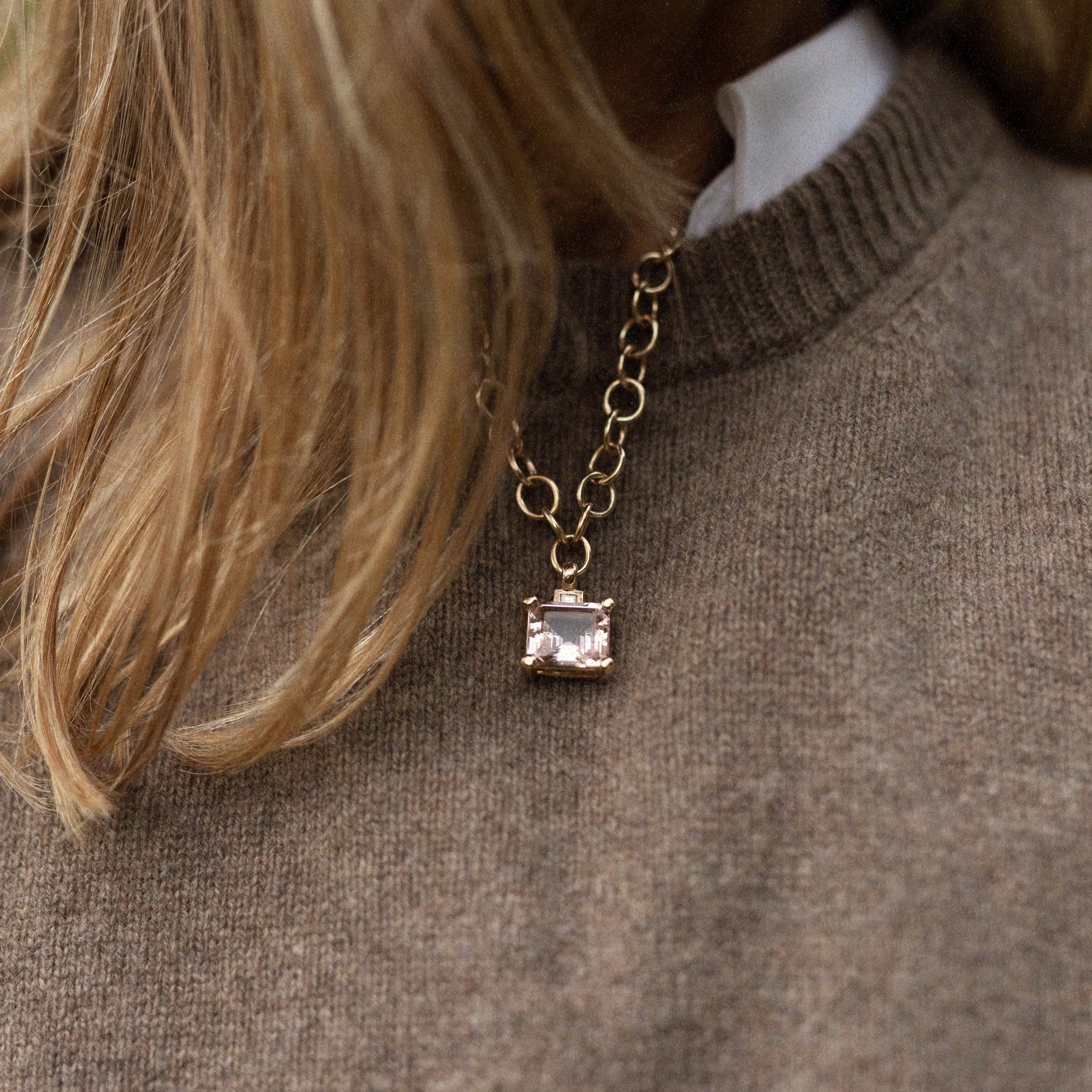 MILENA Gold Morganite & Diamond Pendant Necklace