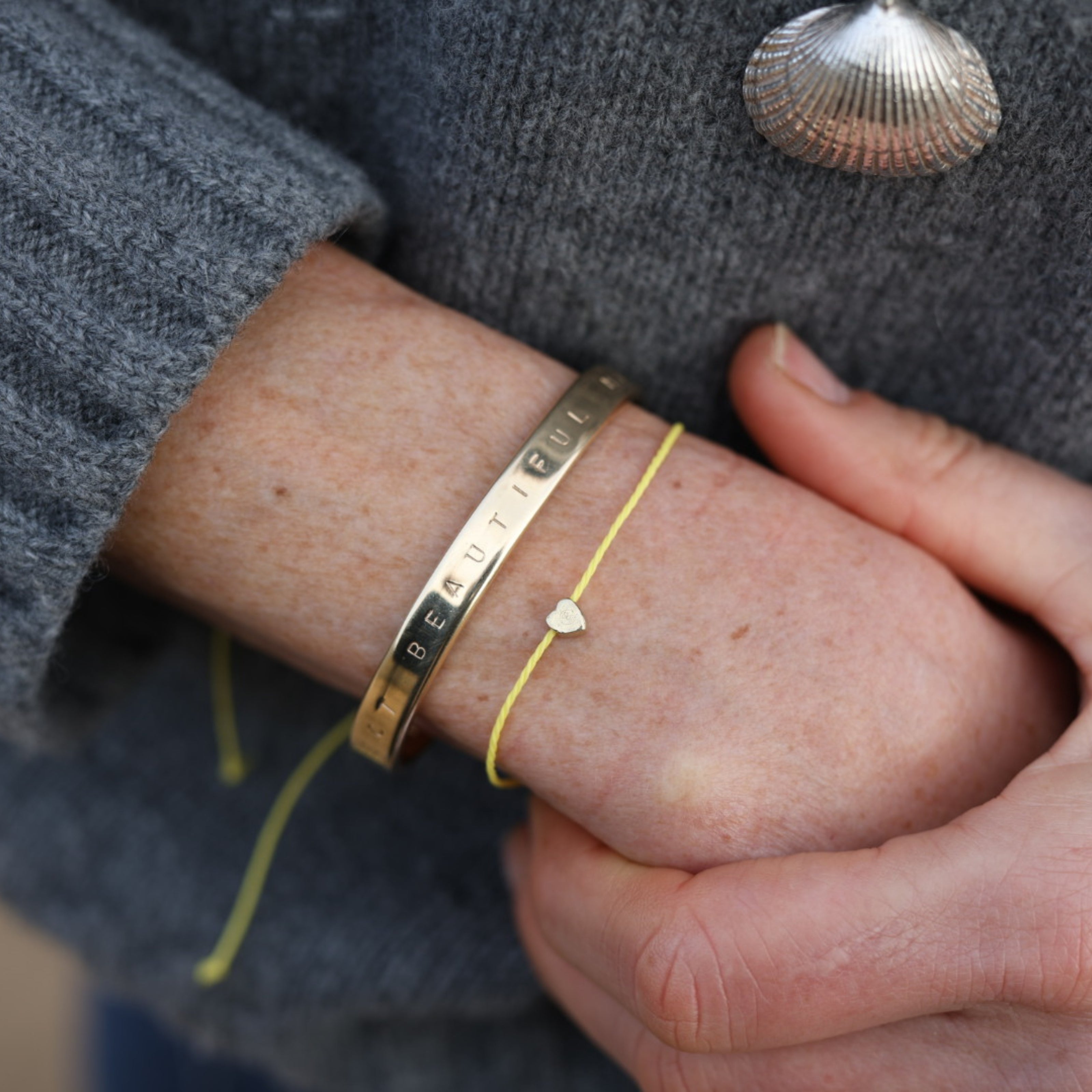 Gold Tiny Heart Cord Bracelet