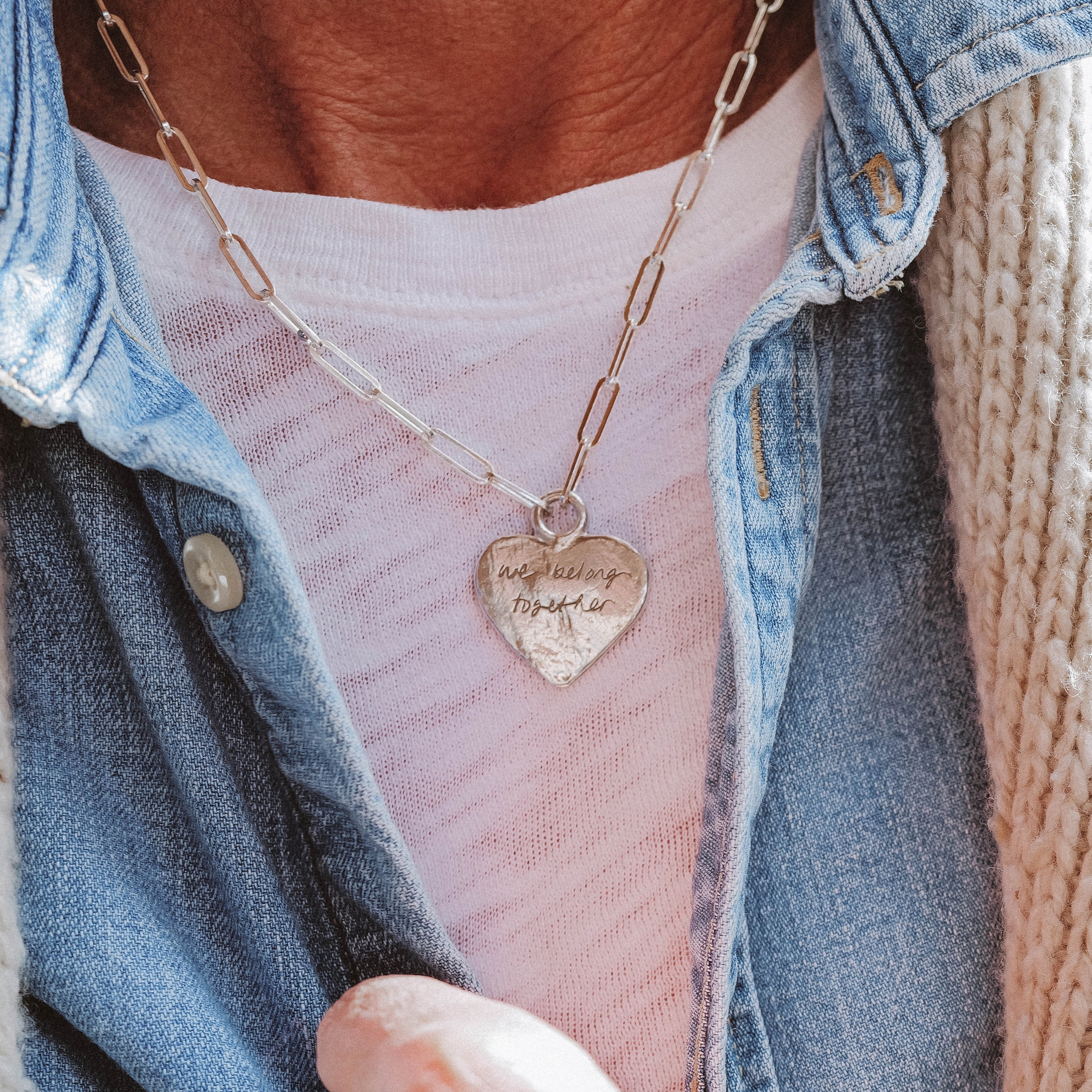 Silver Keeper's Heart Trace Chain Necklace