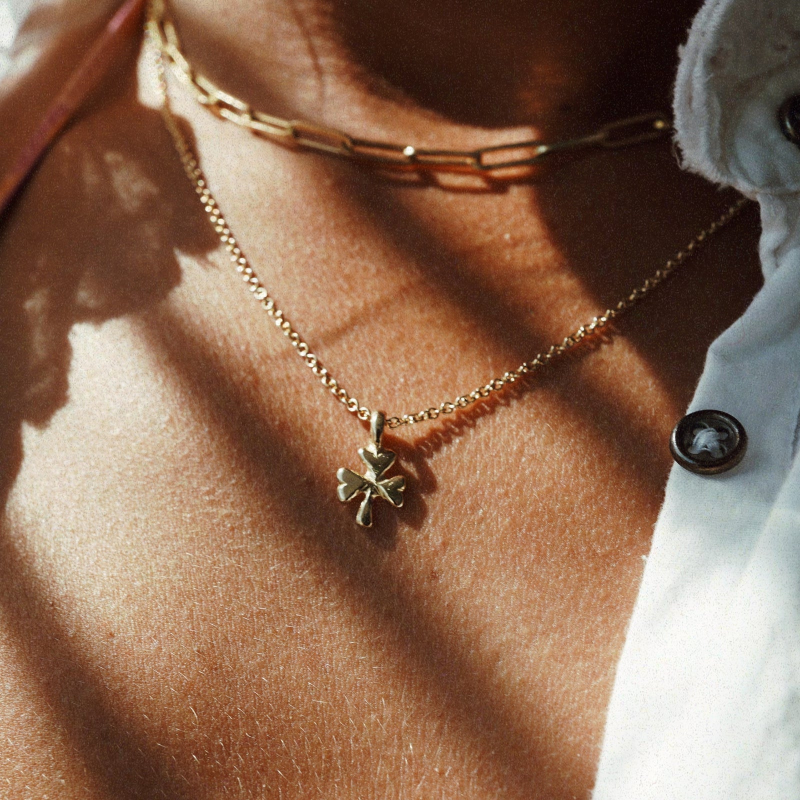 Gold Baby Shamrock Necklace