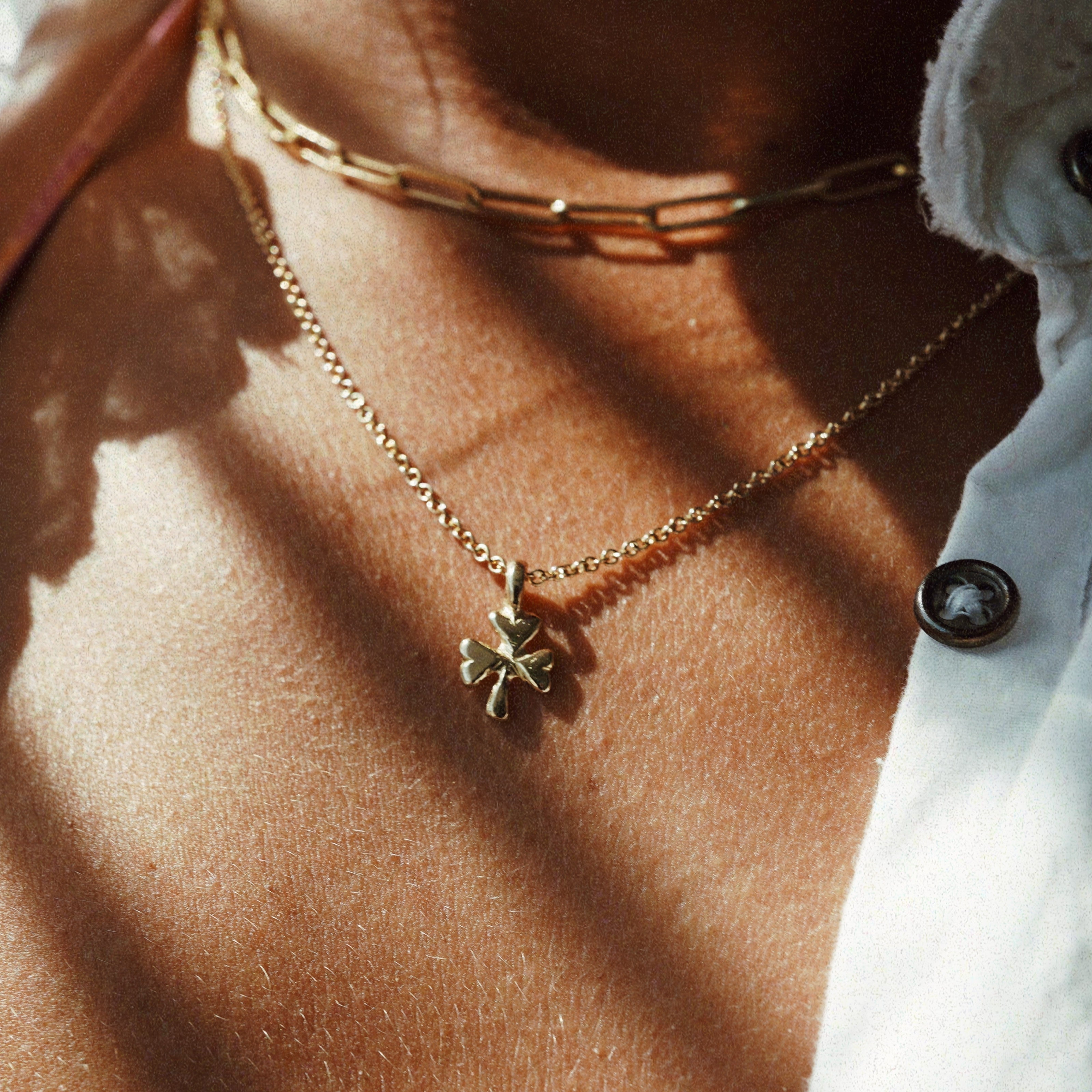 Gold Baby Shamrock Necklace