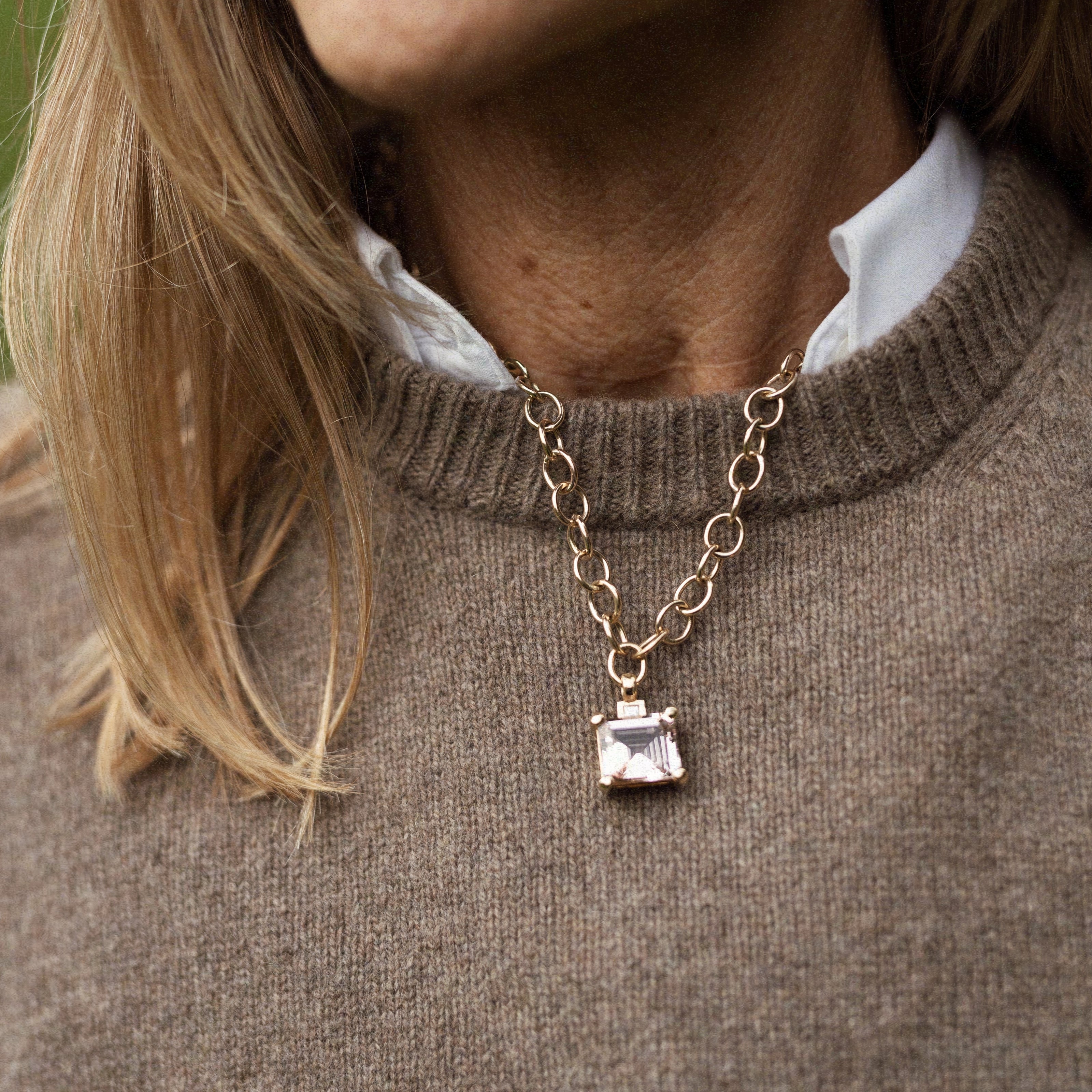 MILENA Gold Morganite & Diamond Pendant Necklace