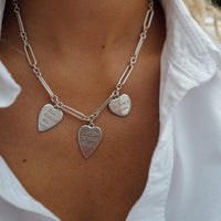 Silver Trio Heart Heart Token Necklace