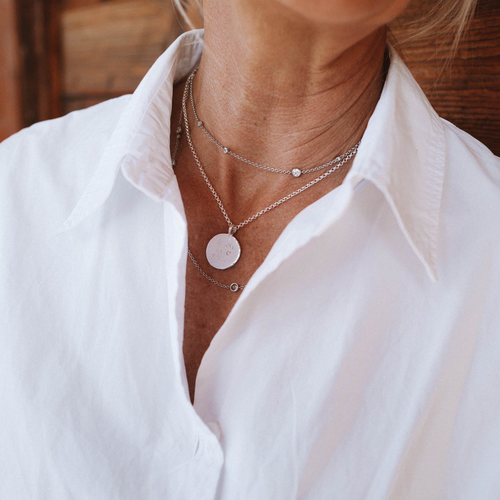 Silver Diamond 'In Love We Grow' Necklace