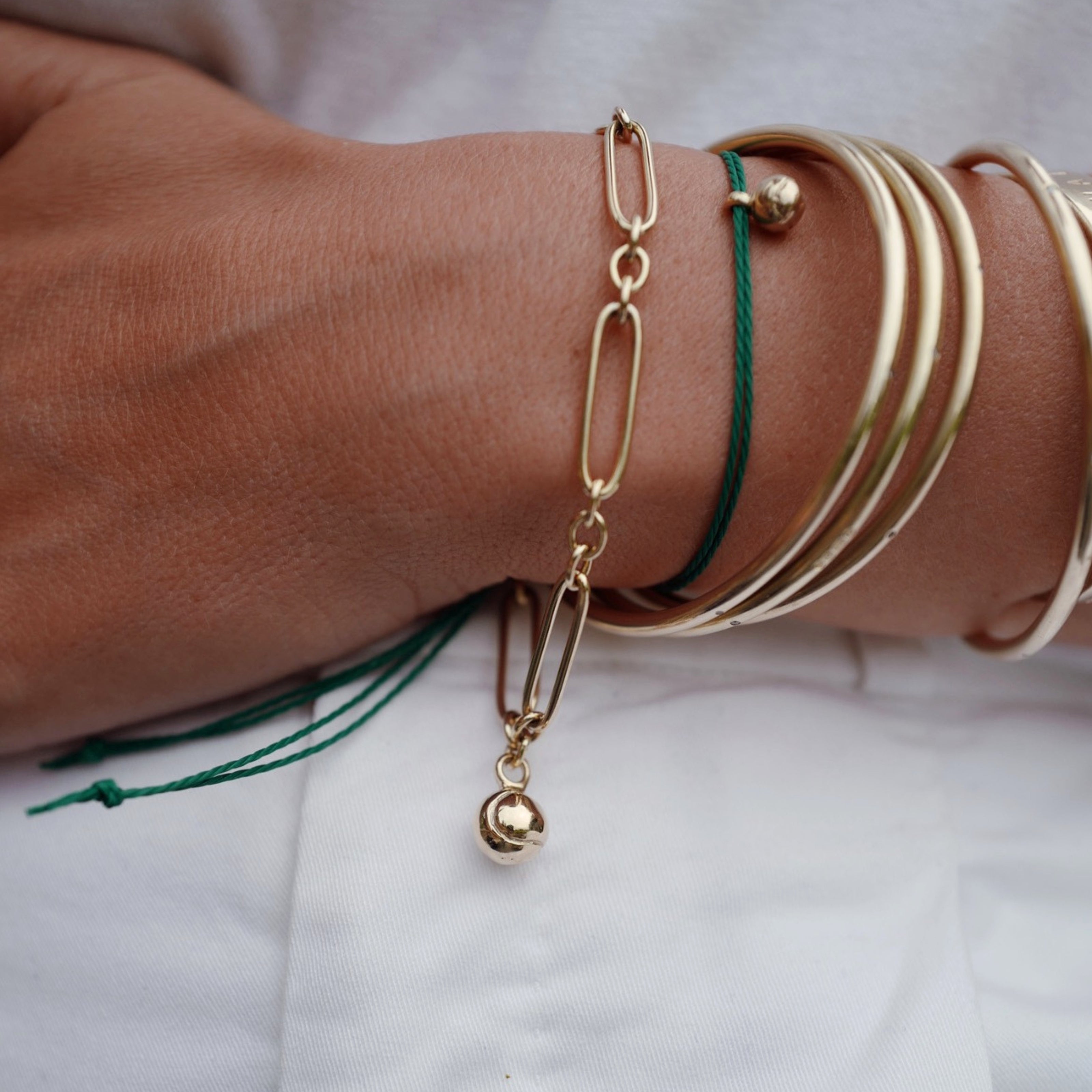 Gold DD Tennis Ball Cord Bracelet