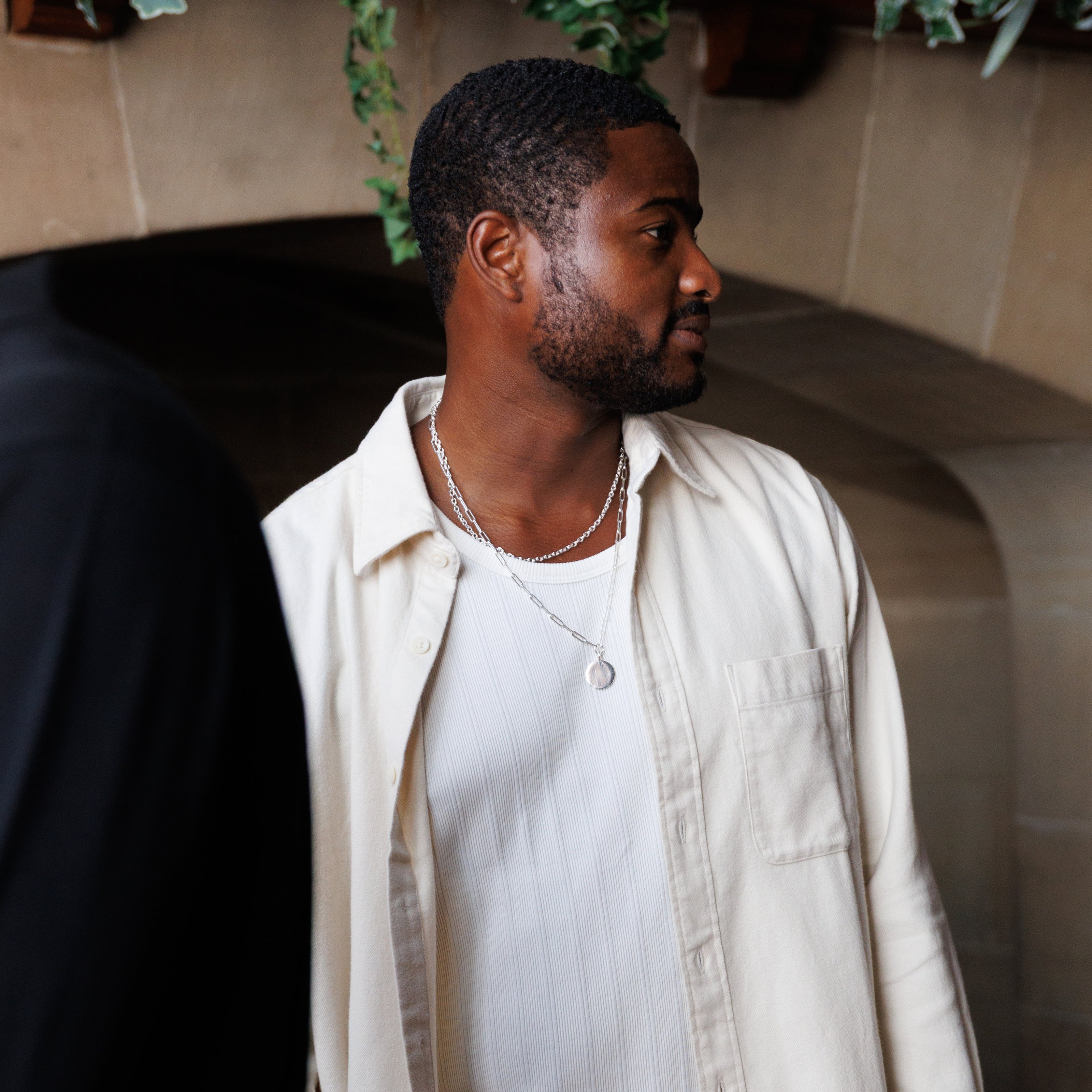 Silver Large Moon Trace Chain Necklace