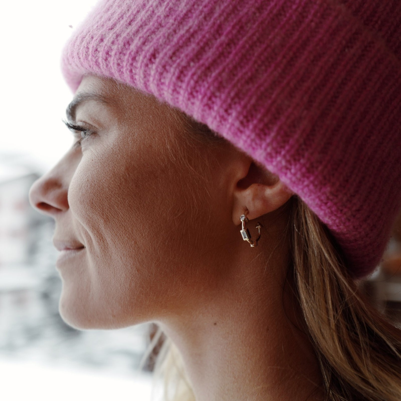 Gold Diamond Luxury Mini Cupid Hoop Earrings