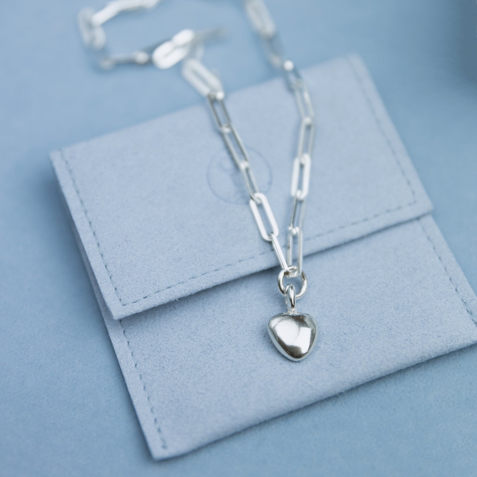 Silver Grateful Heart Trace Chain Necklace