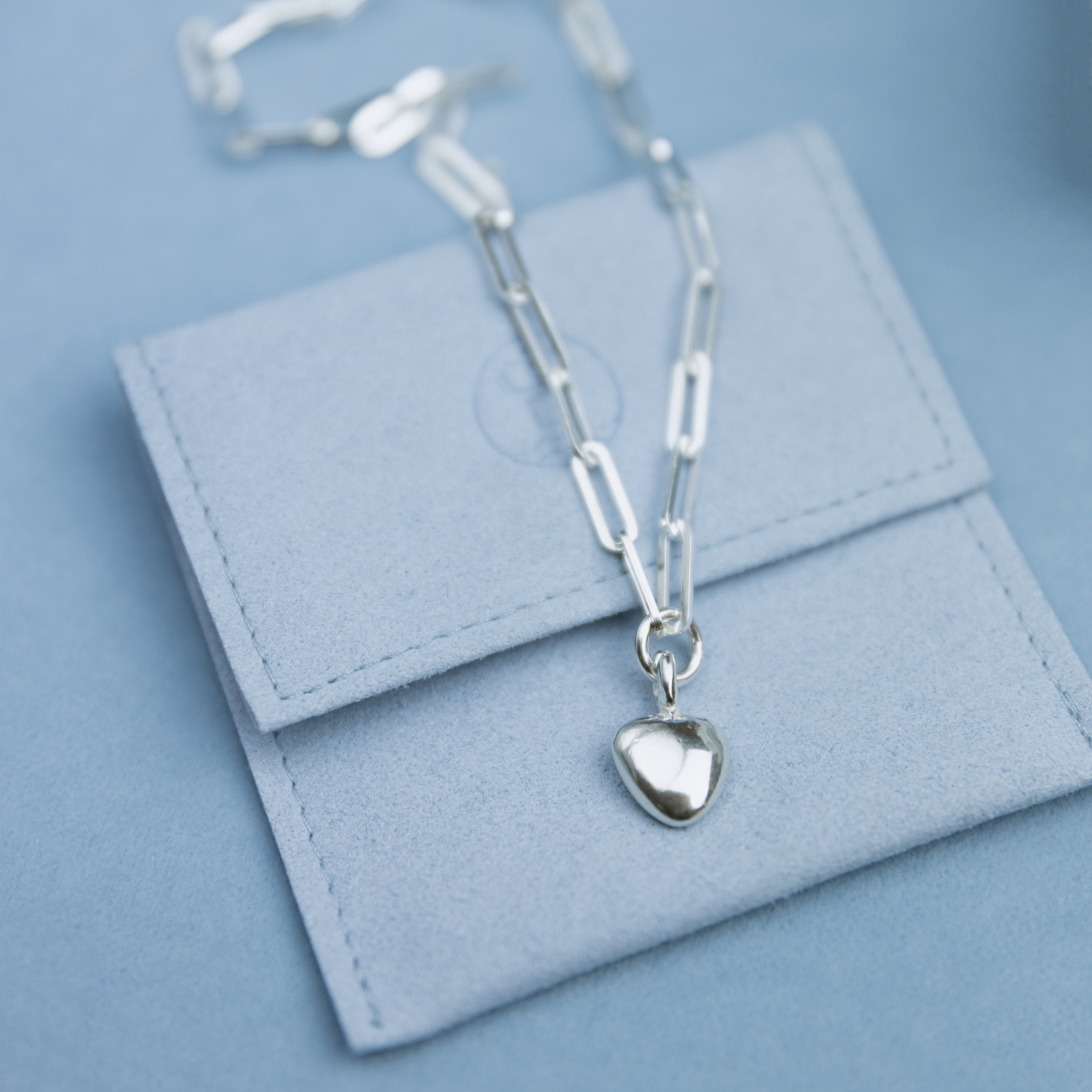 Silver Grateful Heart Trace Chain Necklace