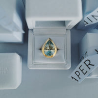 AALTO Gold Aquamarine Pear Signet Ring