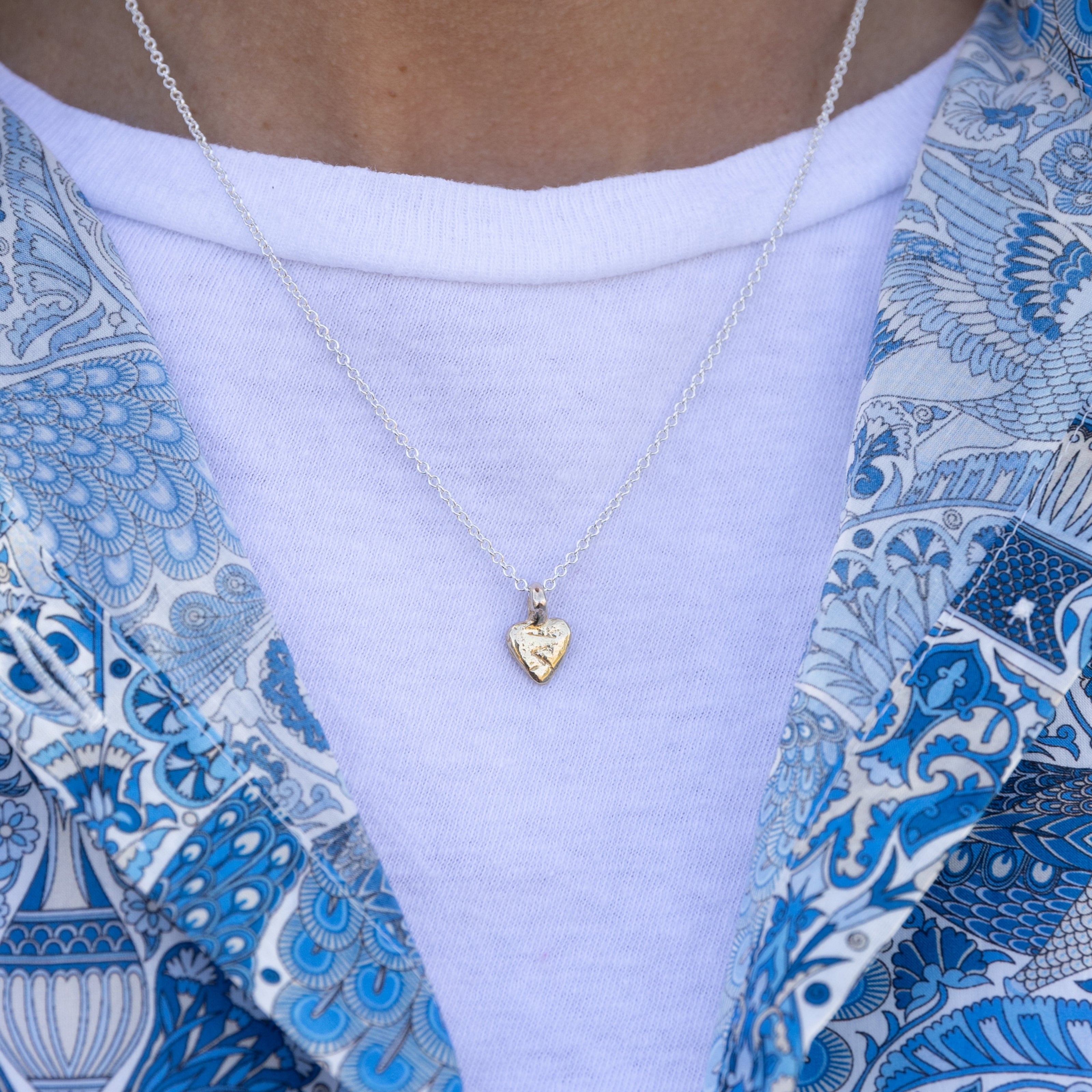 Silver & Gold Baby Heart Necklace