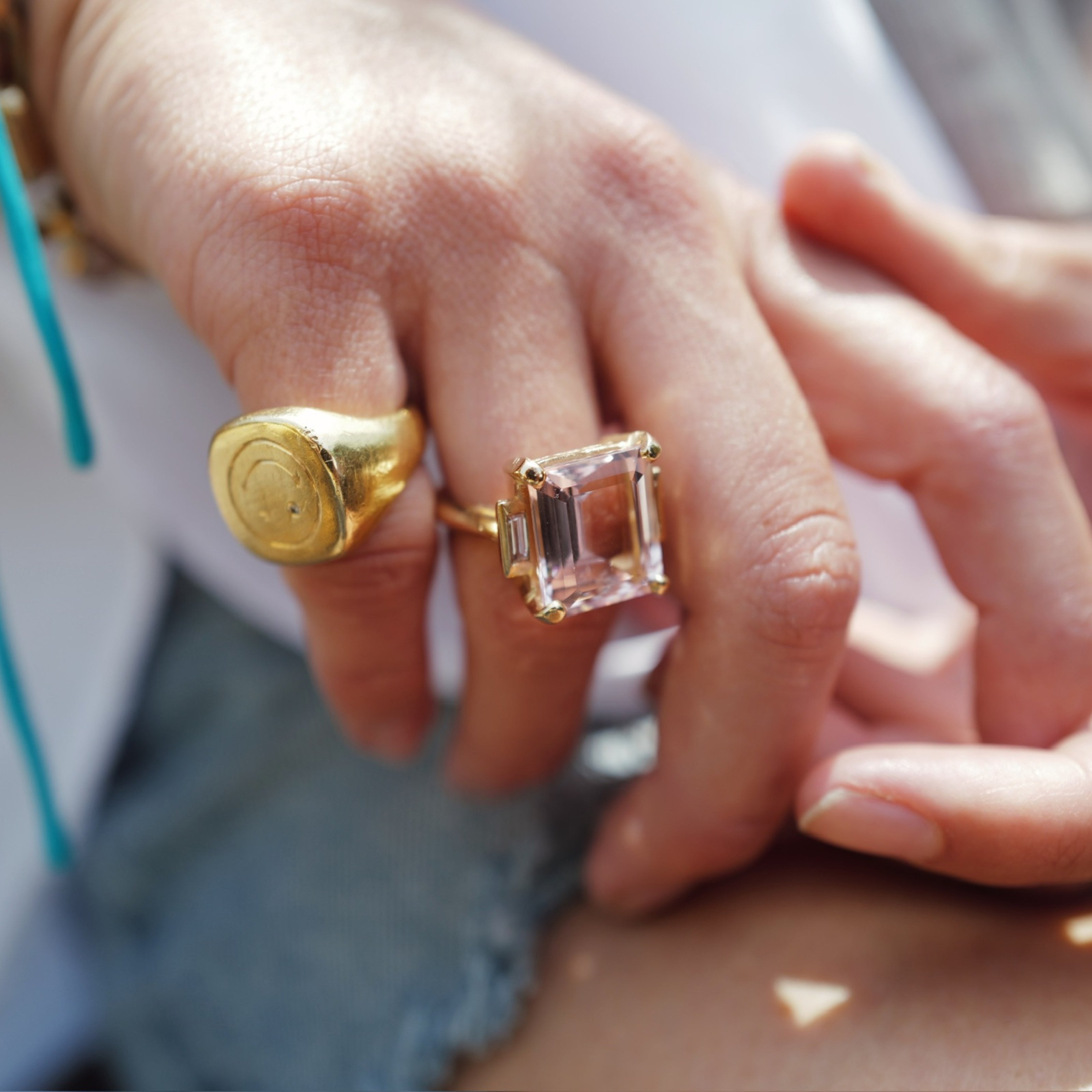 MYLEENA Gold Pink Morganite & Diamond Claw Ring