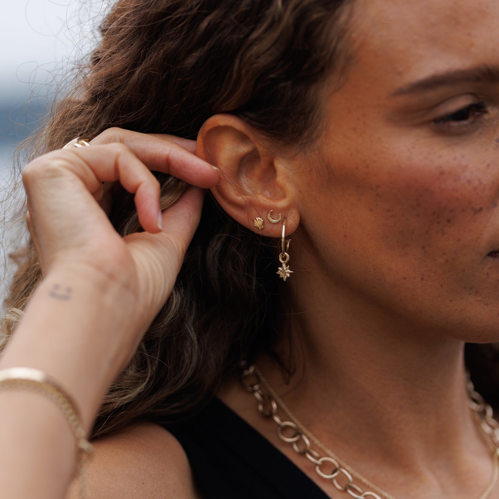 Gold Mini Cupid Hoop Earrings