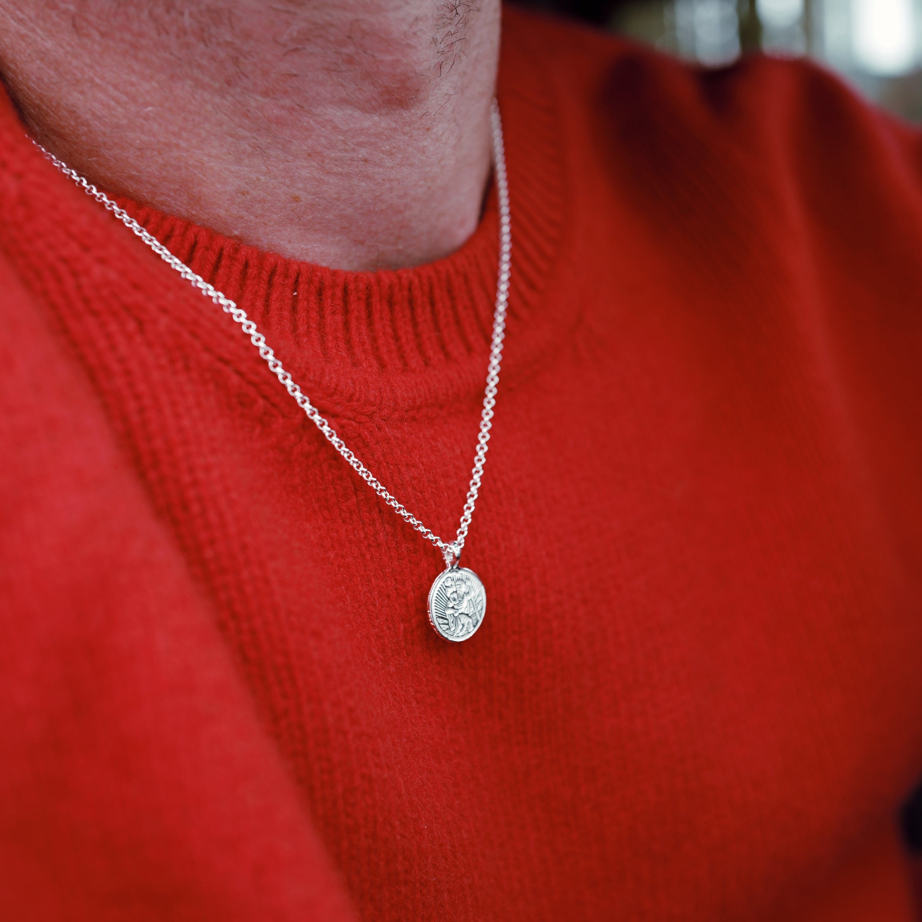 Silver Medium St Christopher Necklace