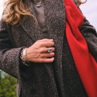 Silver Juno Blue Topaz Split Shank Ring