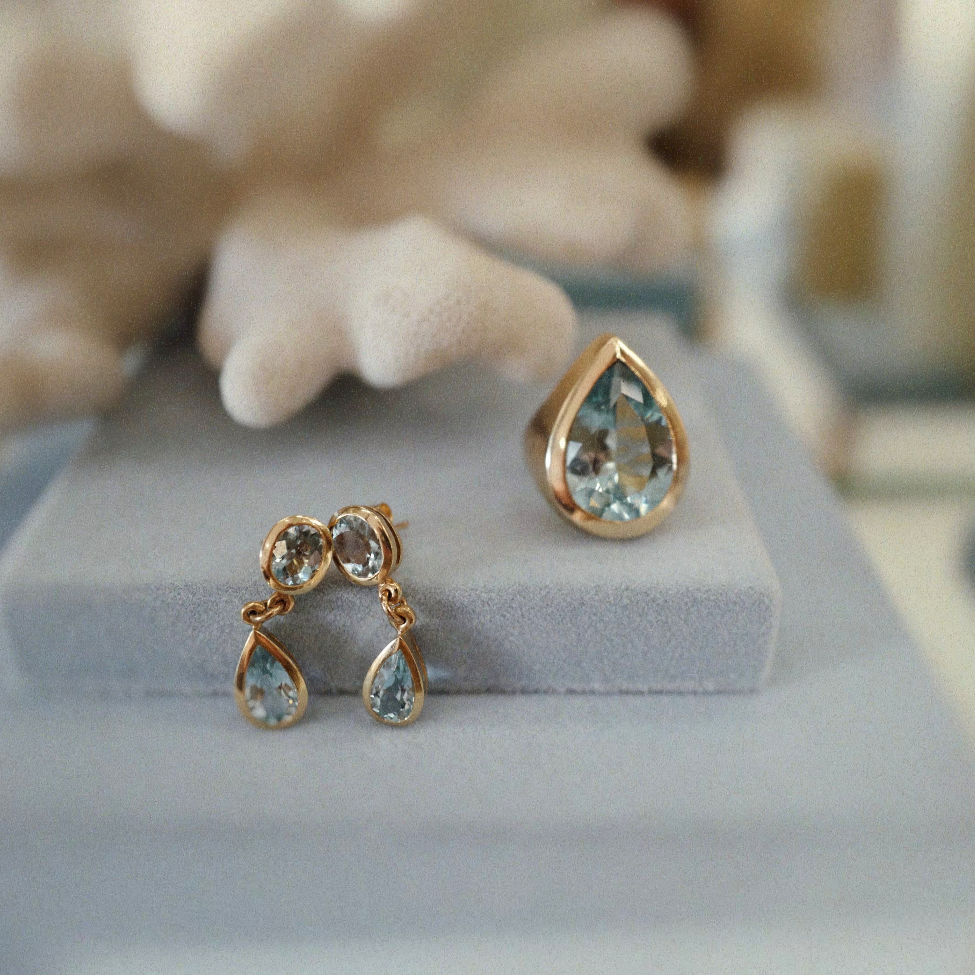 MARIAH Gold Zimbaqua Aquamarine Earrings