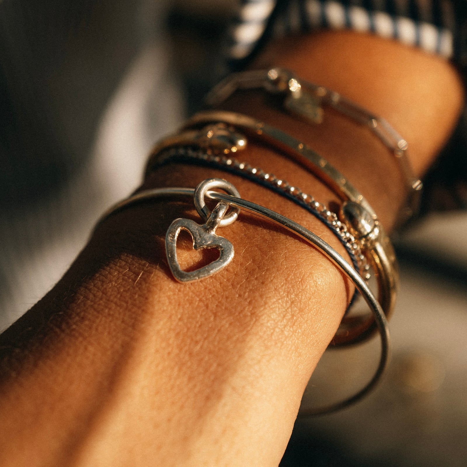 Silver Mini Open Heart Bangle