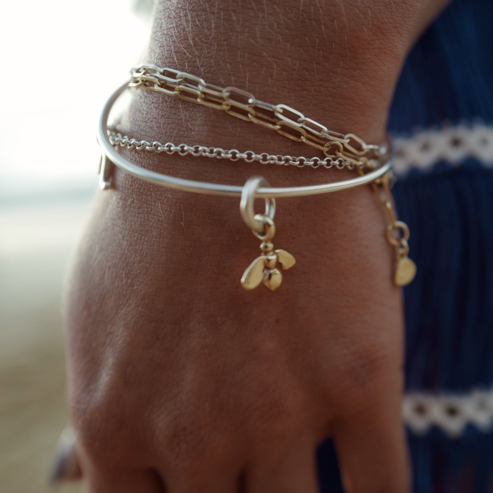 Silver & Gold Mini Honey Bee Bangle