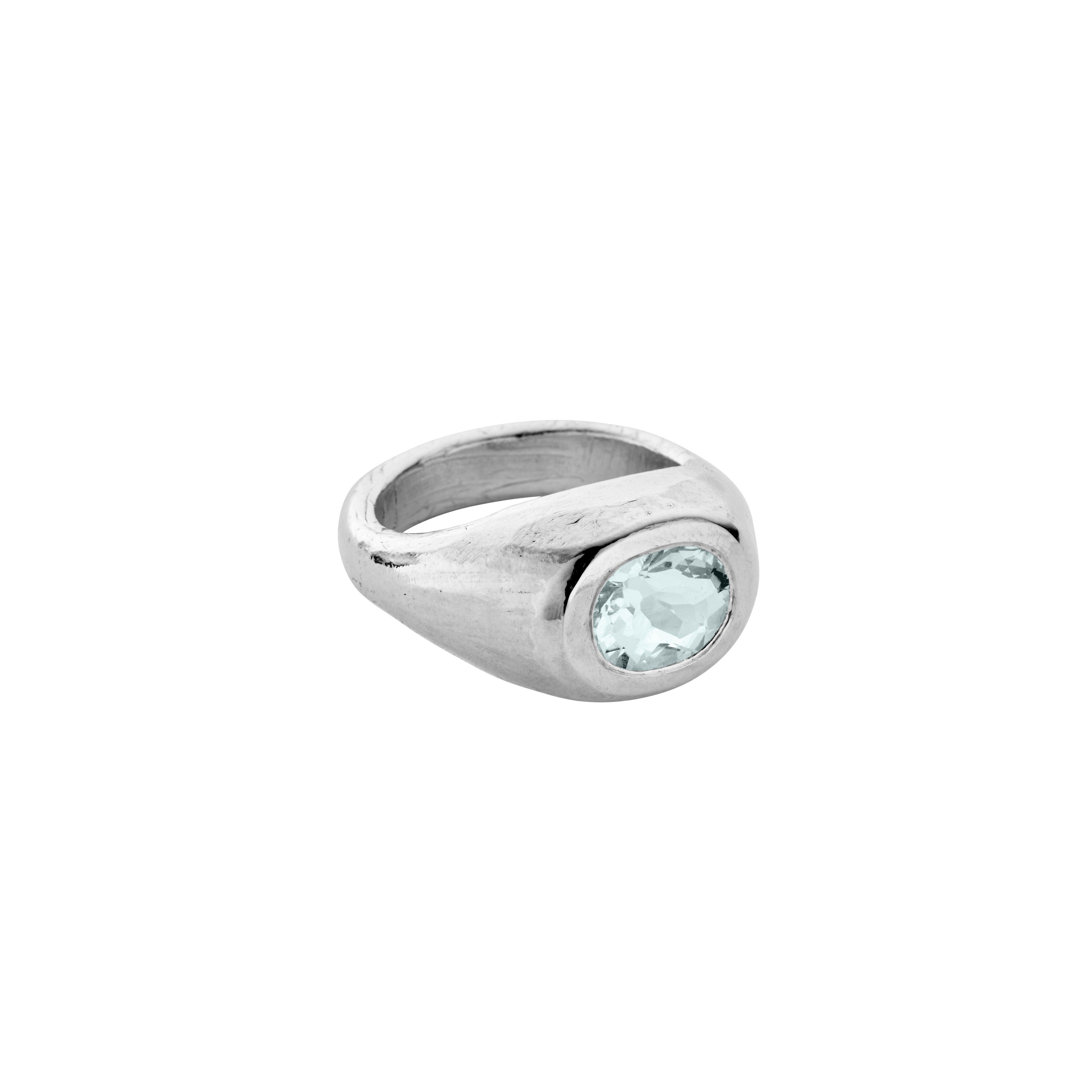 VARANA Silver Zimbaqua Aquamarine Ring