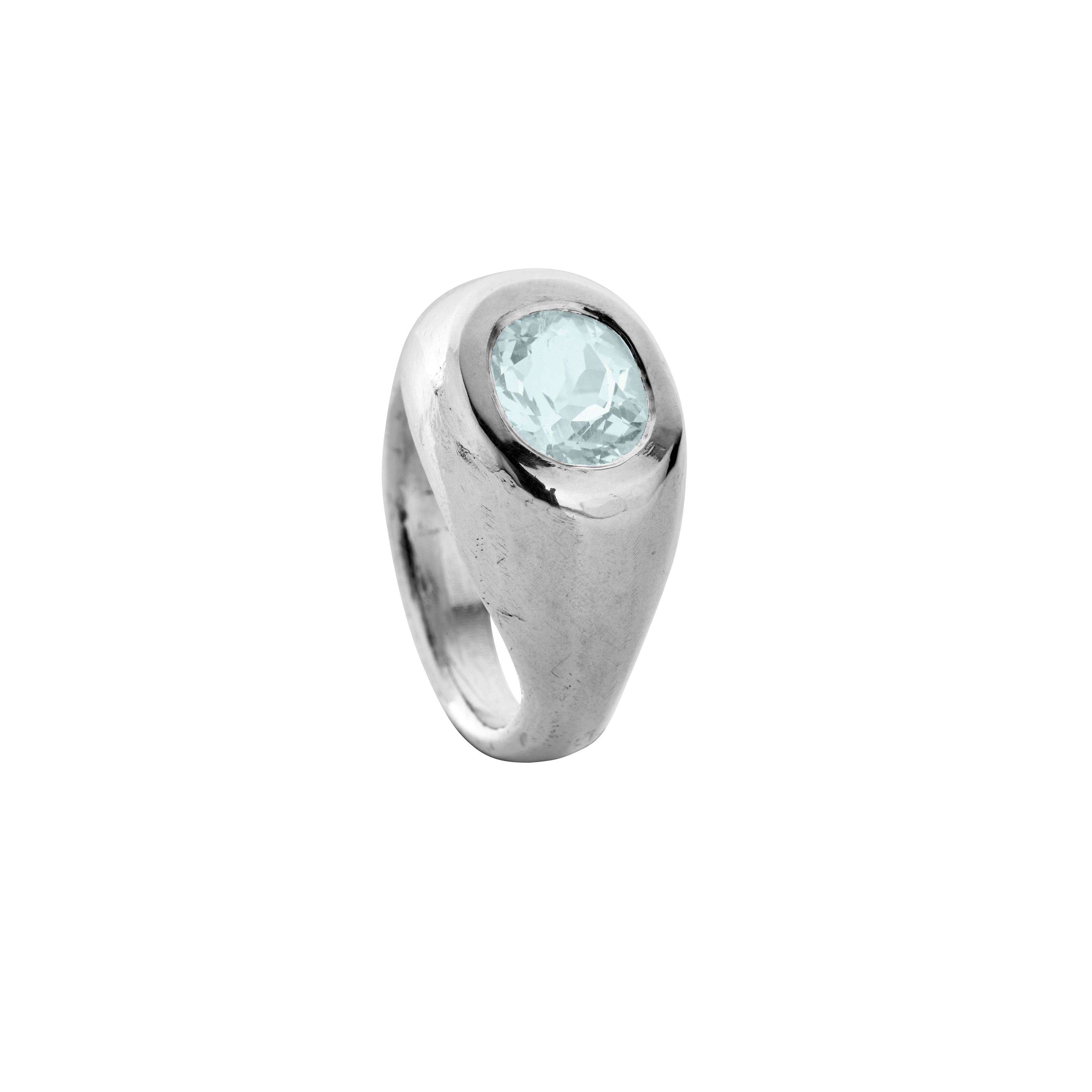 VARANA Silver Zimbaqua Aquamarine Ring