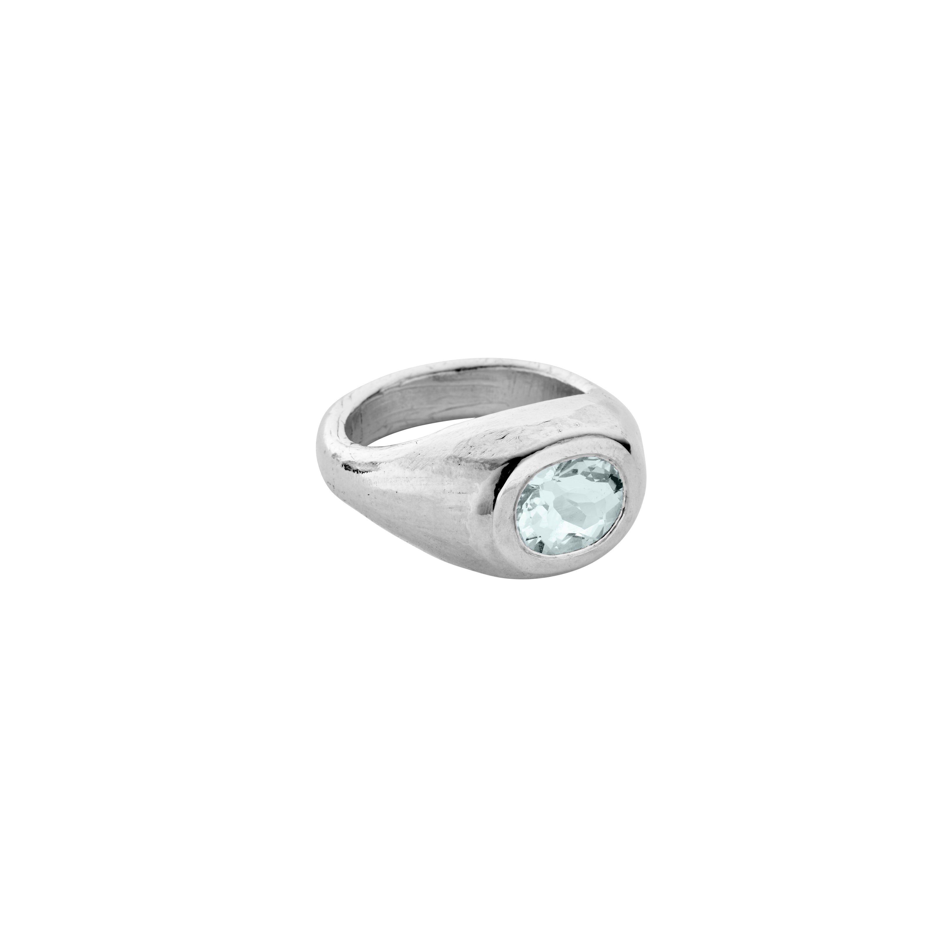 VARANA Silver Zimbaqua Aquamarine Ring